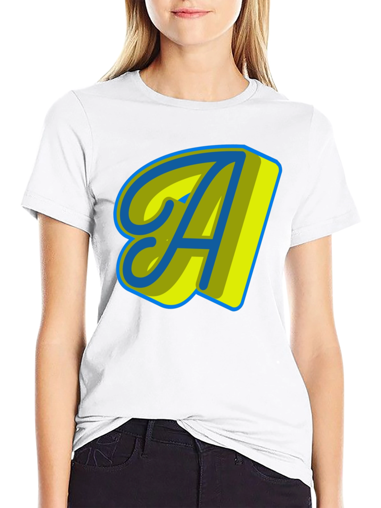 Stylish Black T-Shirt with Letter A Design