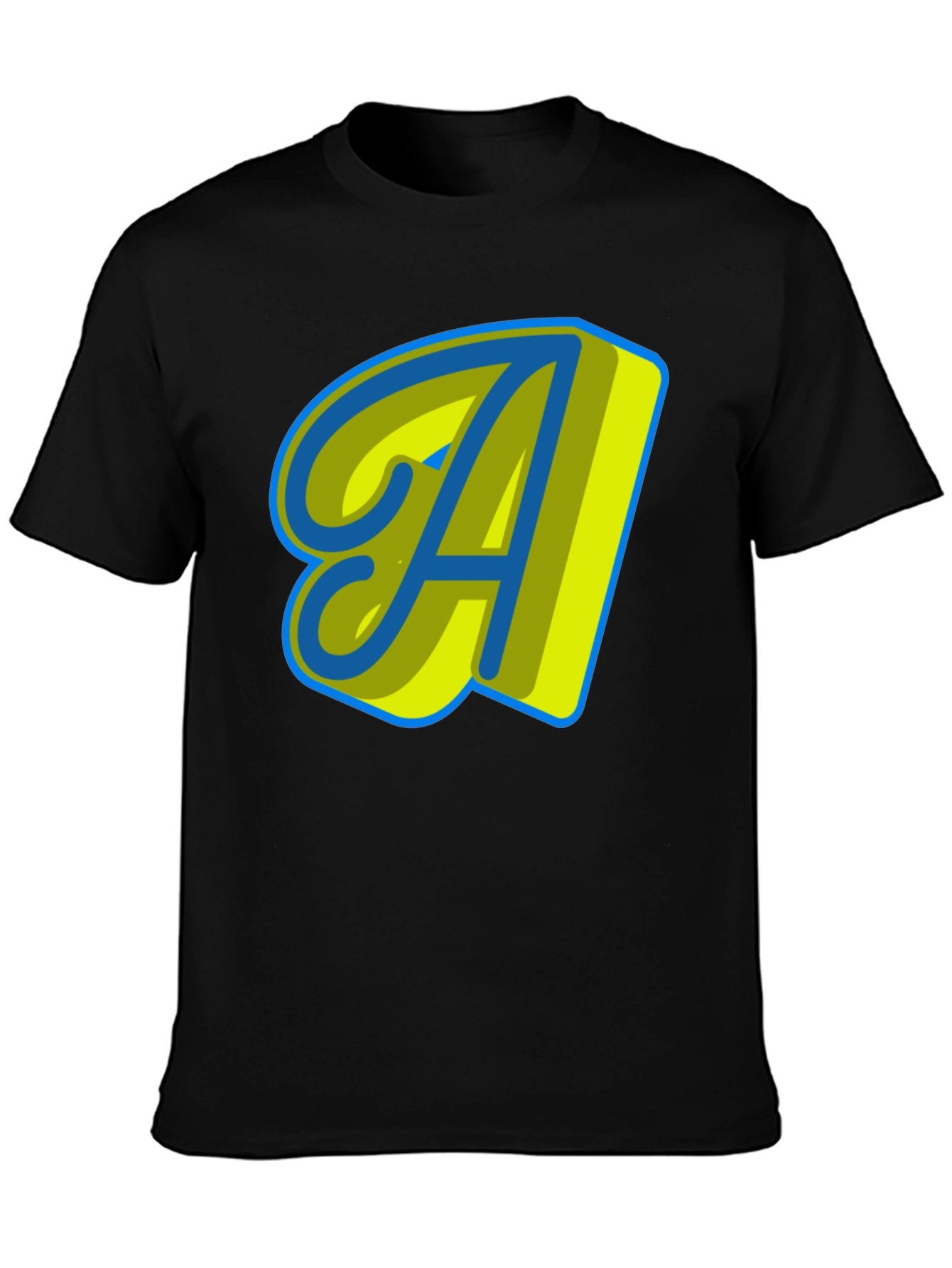 Stylish Black T-Shirt with Letter A Design