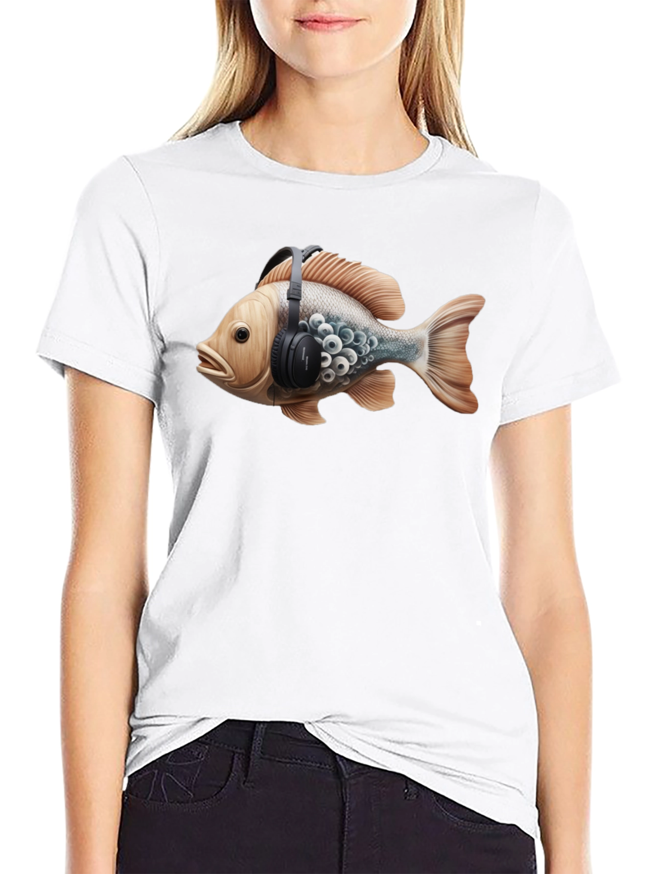 Cool Fish Headphone Graphic T-Shirt