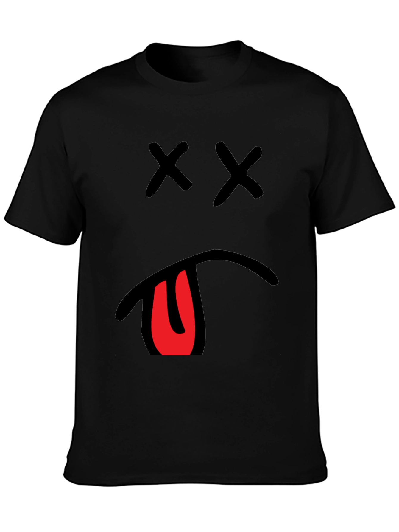 Mens Graphic T-Shirt with X Eyes and Tongue Out