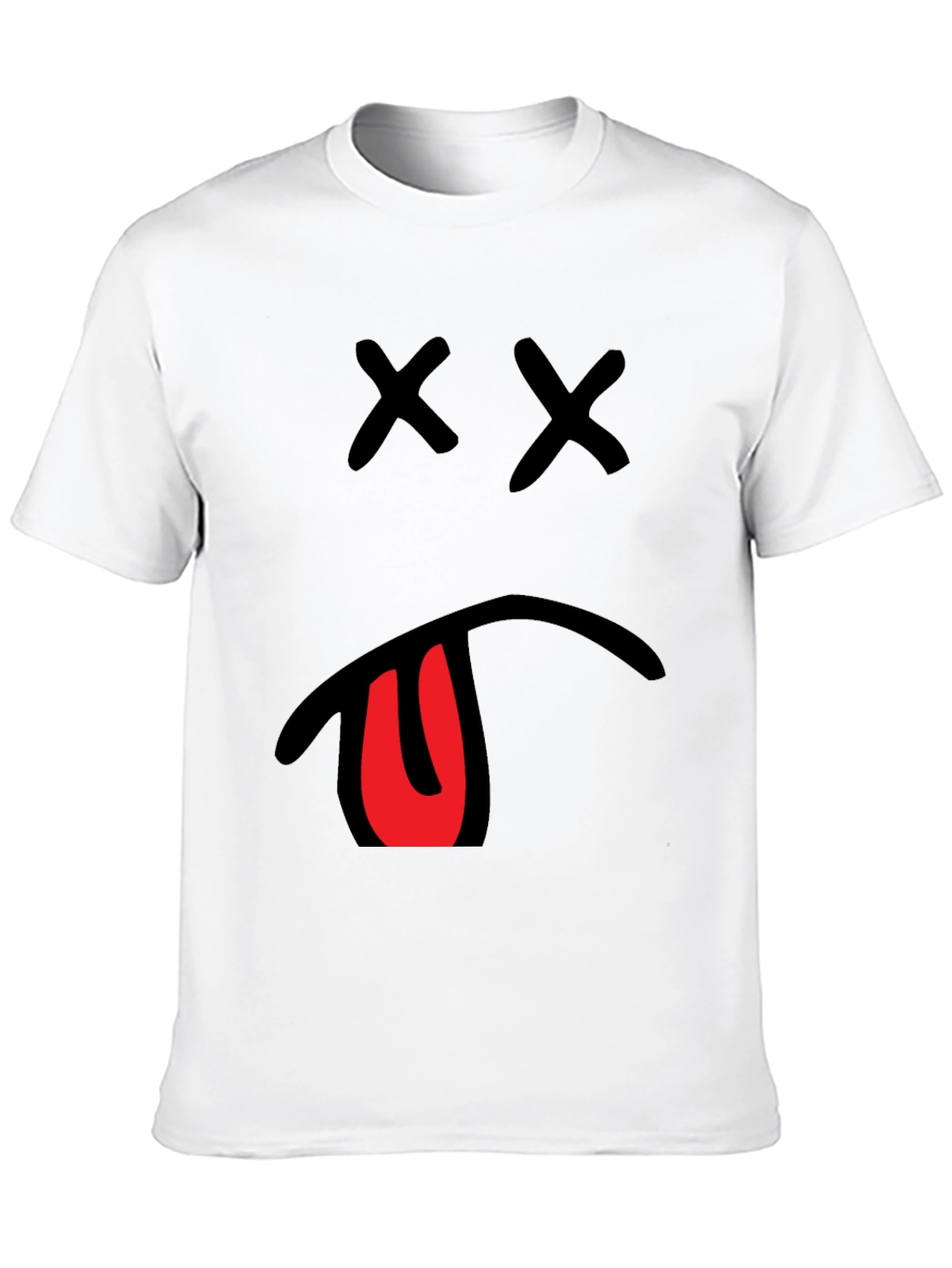 Mens Graphic T-Shirt with X Eyes and Tongue Out