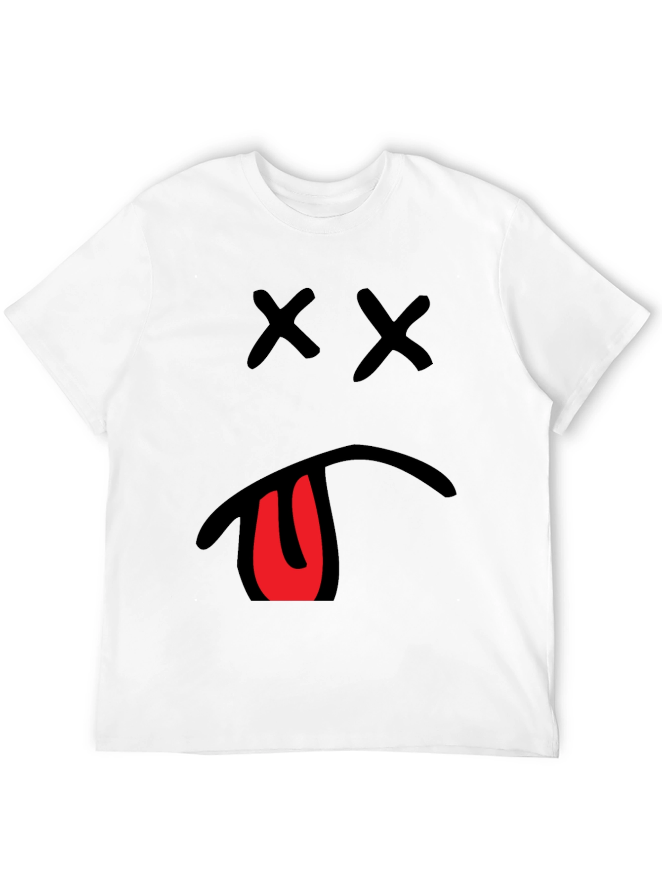 Mens Graphic T-Shirt with X Eyes and Tongue Out
