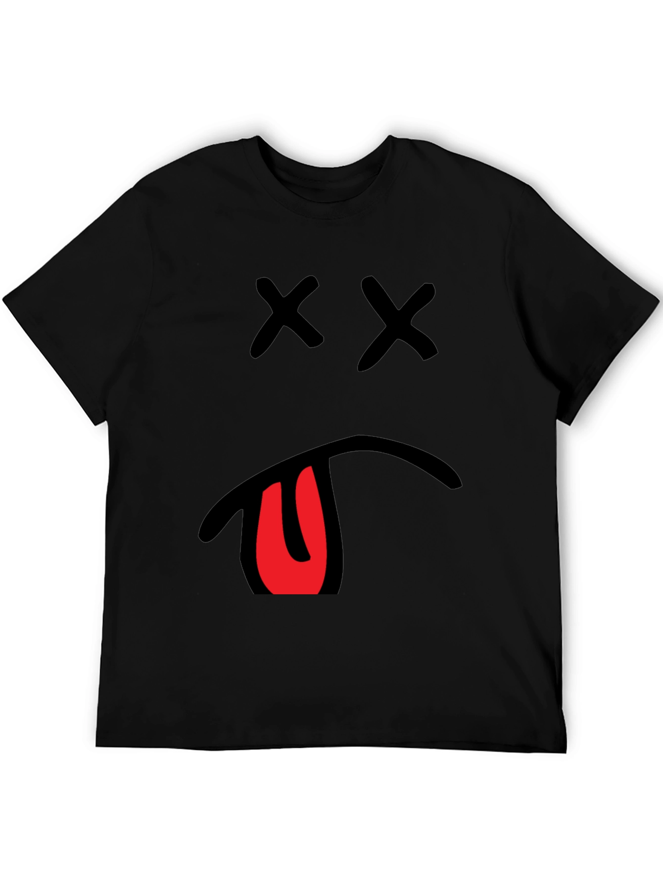 Mens Graphic T-Shirt with X Eyes and Tongue Out