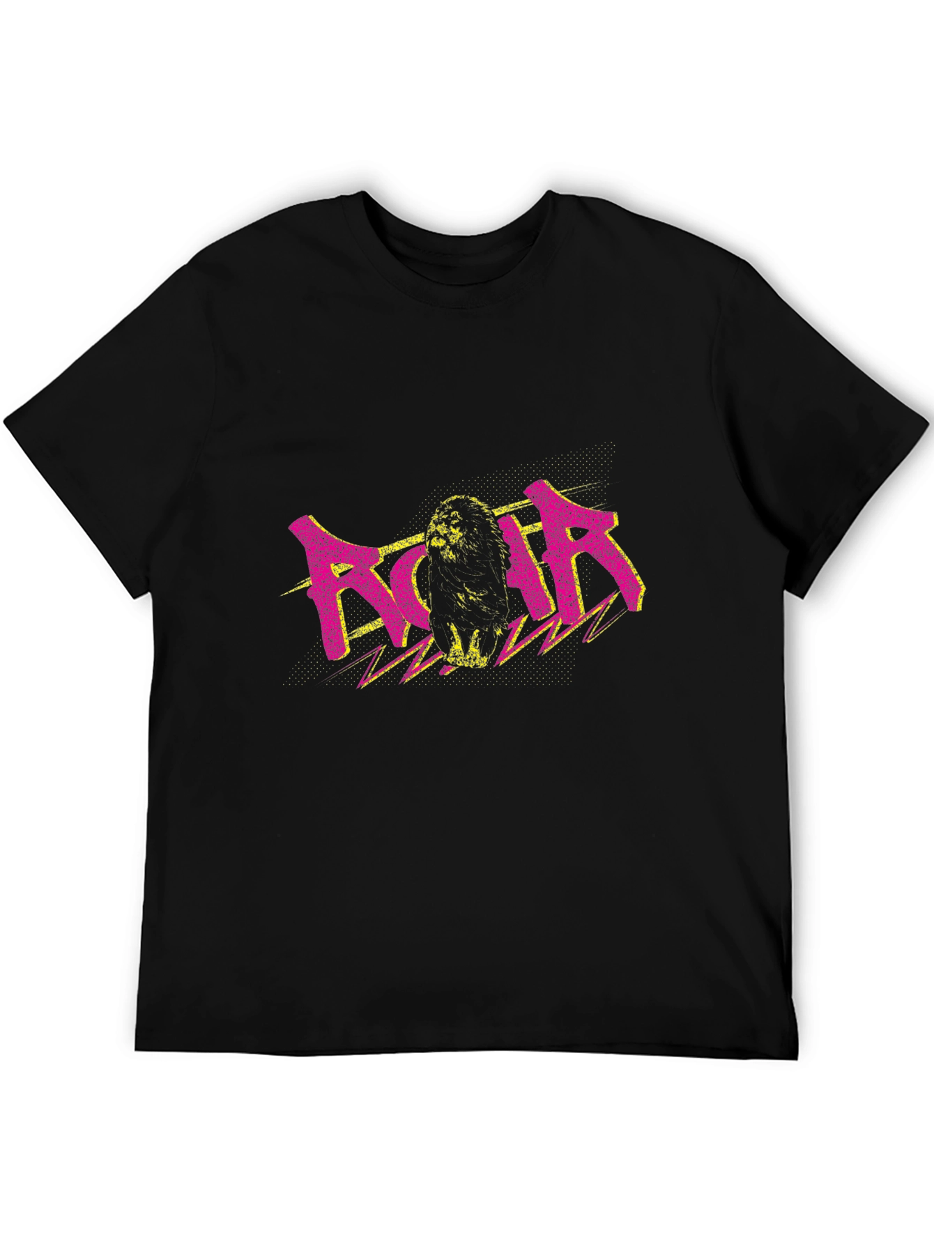 Roar Lion Graphic Tee - Black Crew Neck T-Shirt
