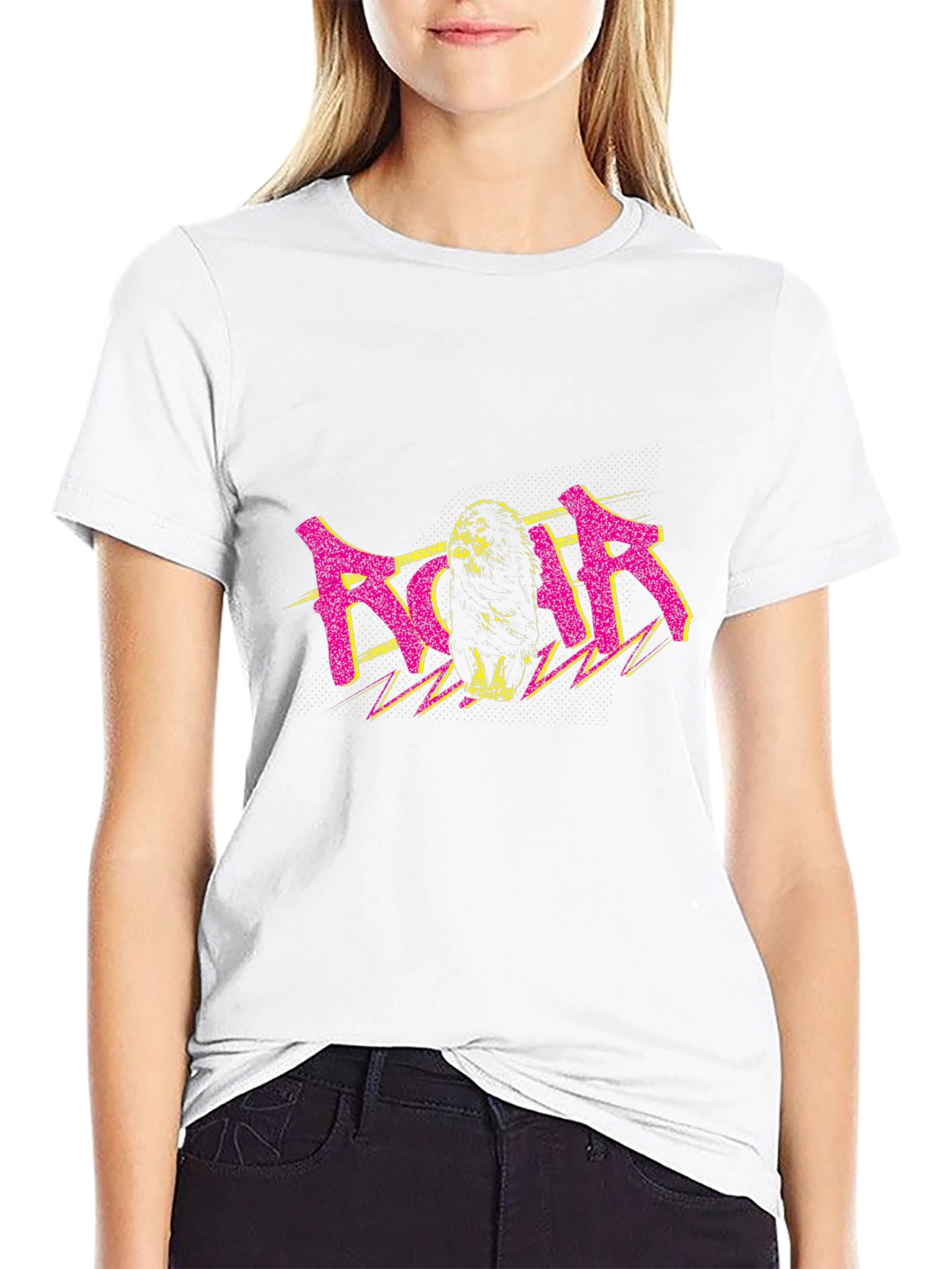 Roar Lion Graphic Tee - Black Crew Neck T-Shirt