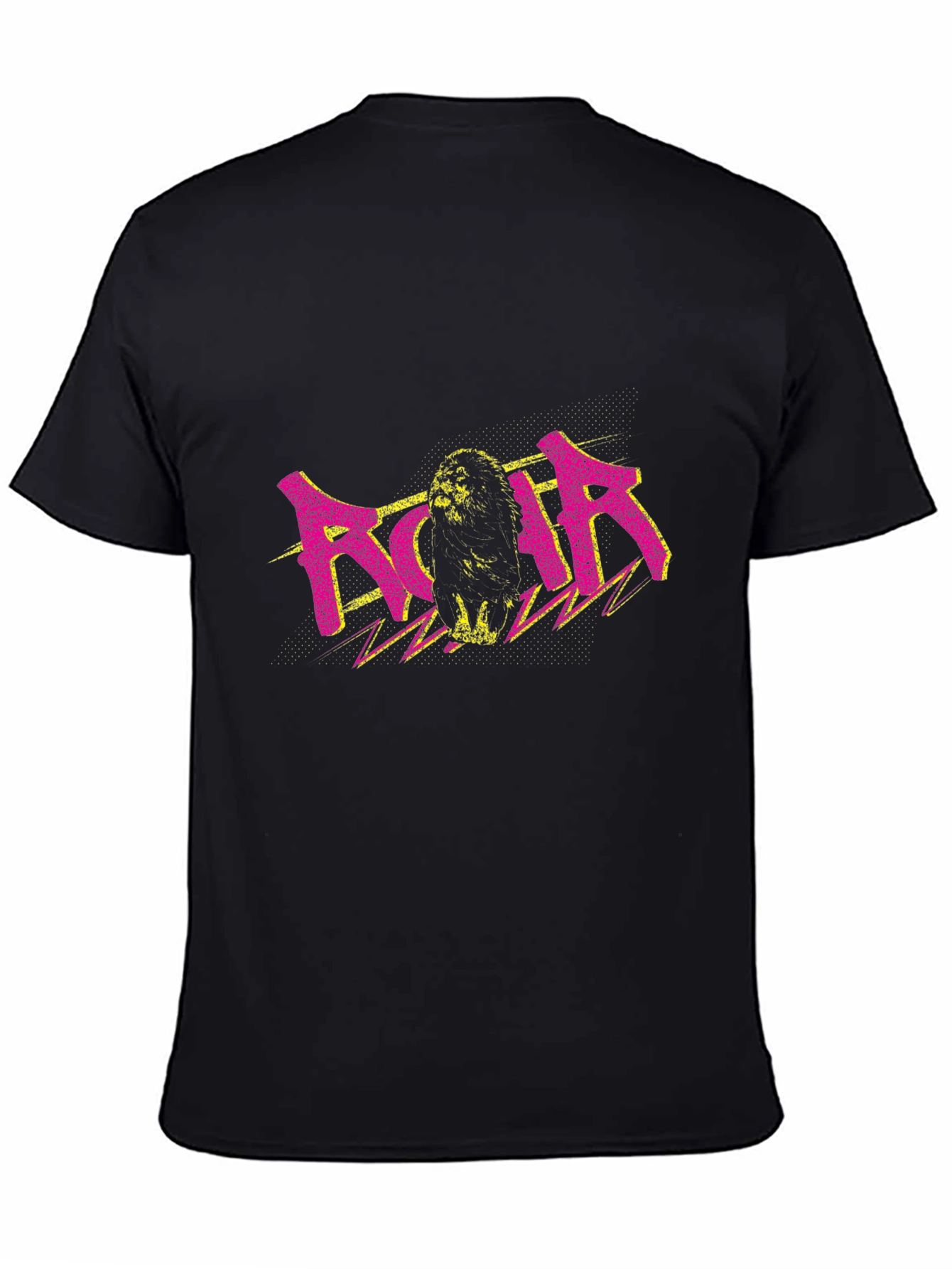 Roar Lion Graphic Tee - Black Crew Neck T-Shirt