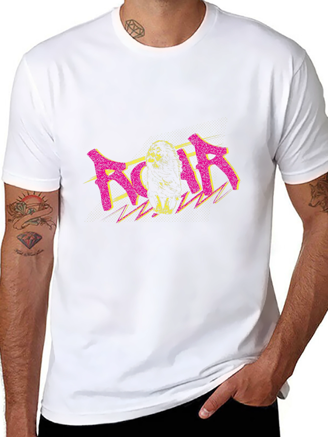 Roar Lion Graphic Tee - Black Crew Neck T-Shirt