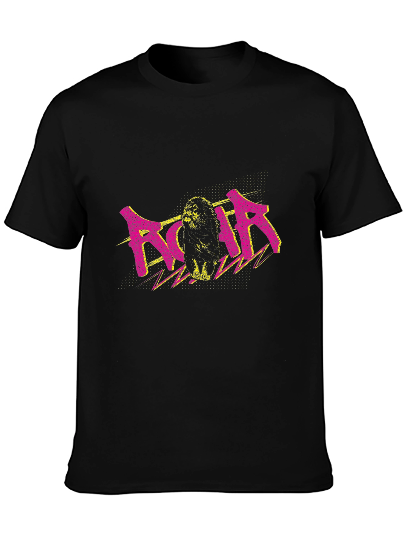 Roar Lion Graphic Tee - Black Crew Neck T-Shirt