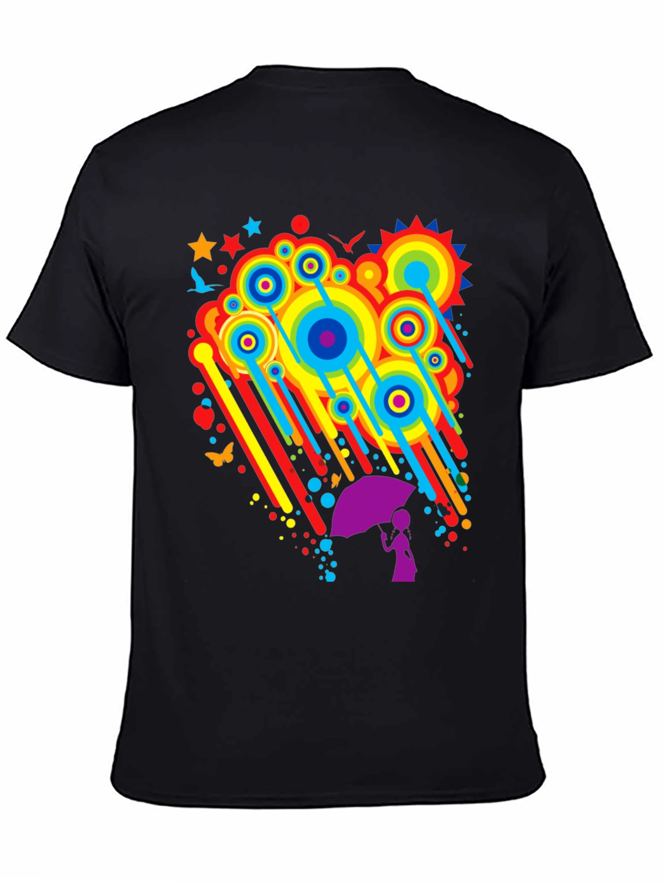 Rainbow Rain Graphic Tee - Quirky Unisex T-Shirt