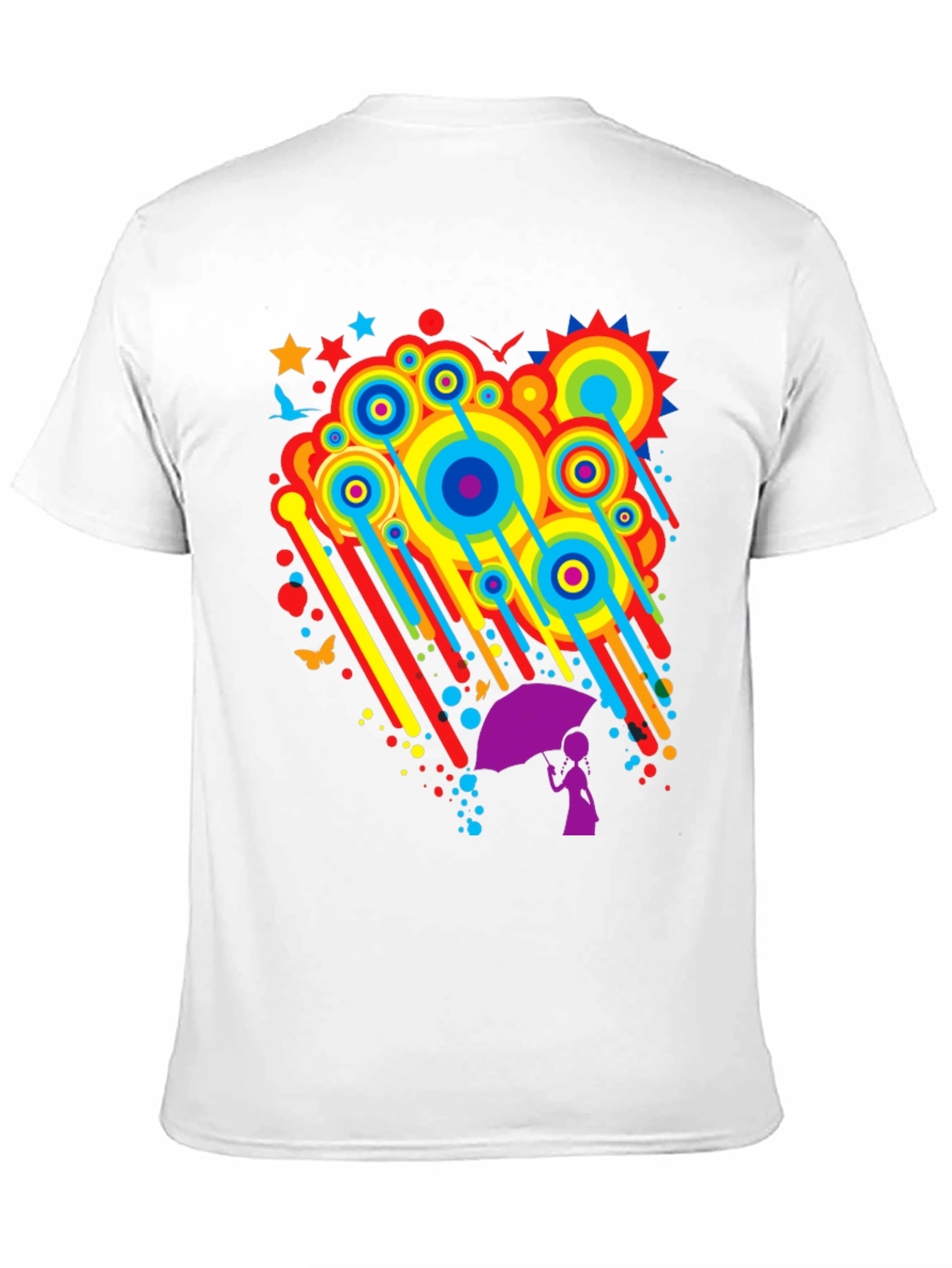 Rainbow Rain Graphic Tee - Quirky Unisex T-Shirt