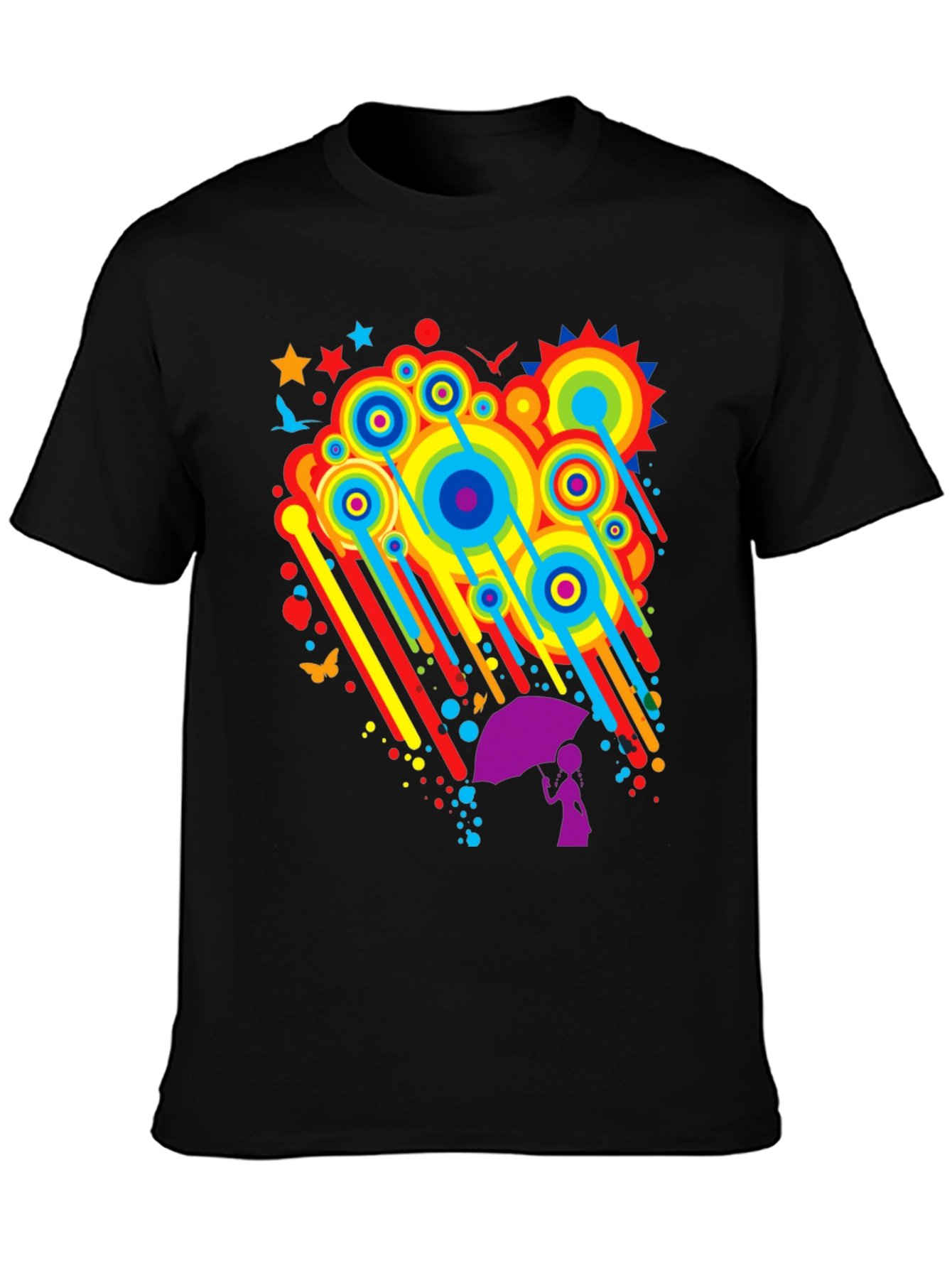 Rainbow Rain Graphic Tee - Quirky Unisex T-Shirt