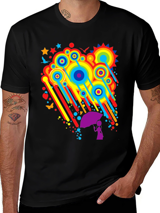 Rainbow Rain Graphic Tee - Quirky Unisex T-Shirt
