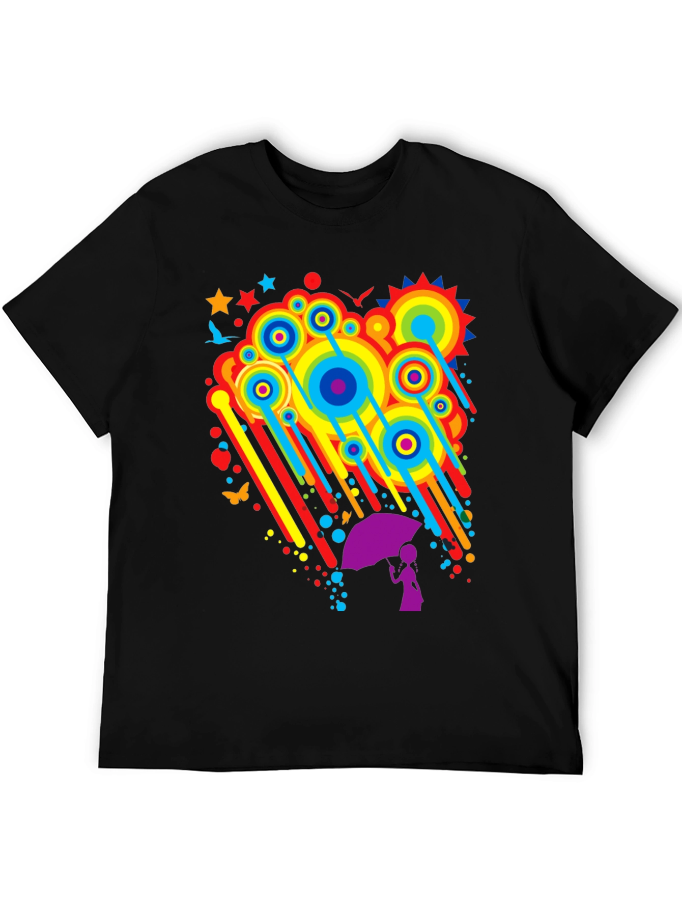 Rainbow Rain Graphic Tee - Quirky Unisex T-Shirt