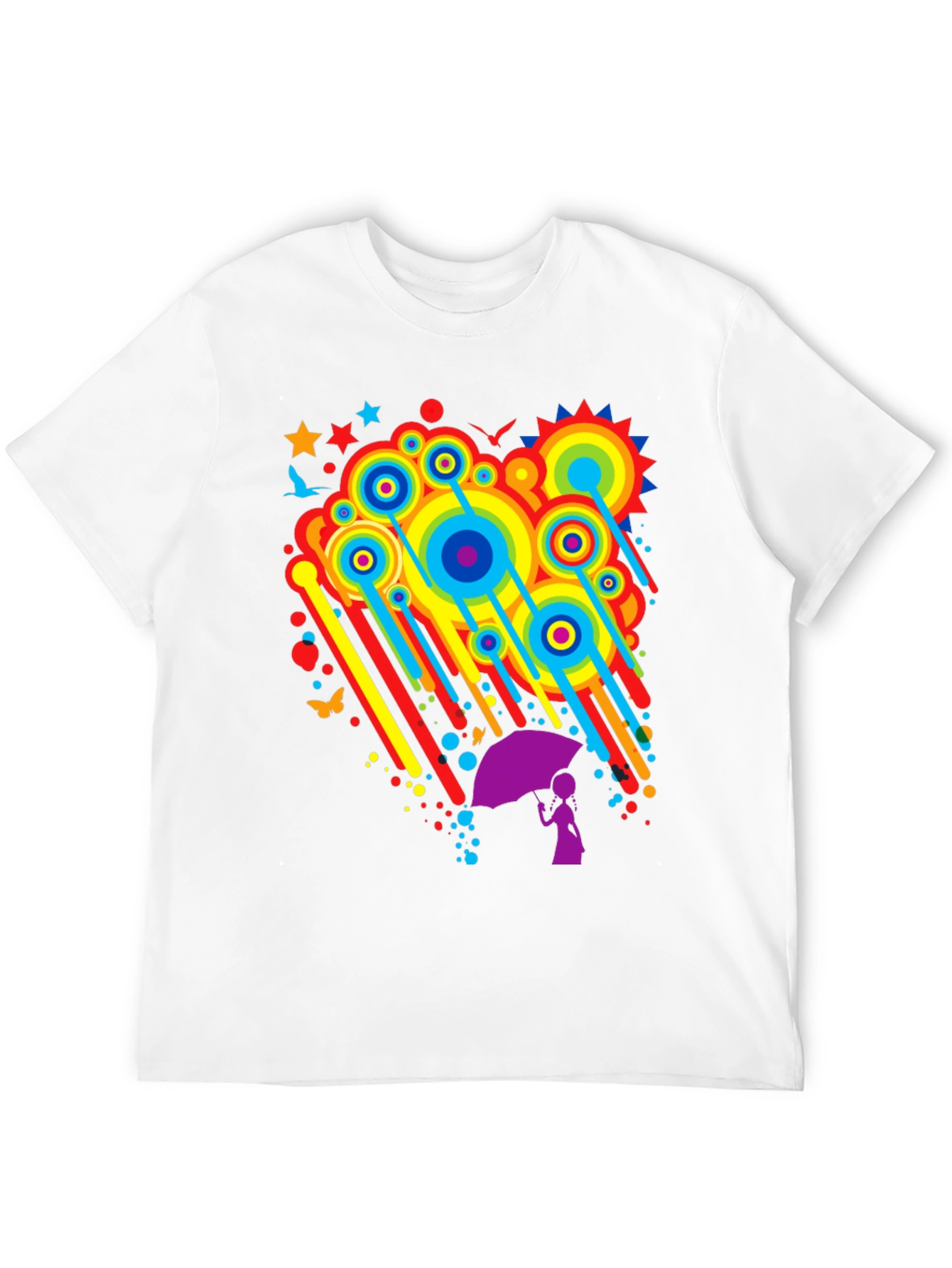 Rainbow Rain Graphic Tee - Quirky Unisex T-Shirt