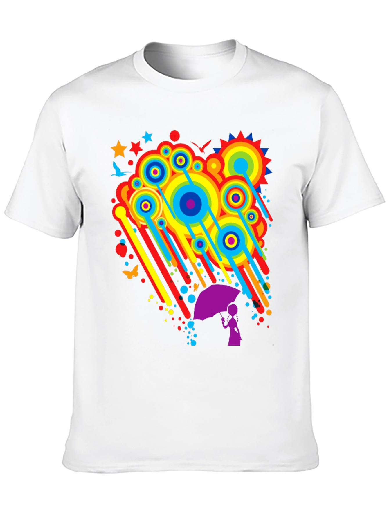 Rainbow Rain Graphic Tee - Quirky Unisex T-Shirt