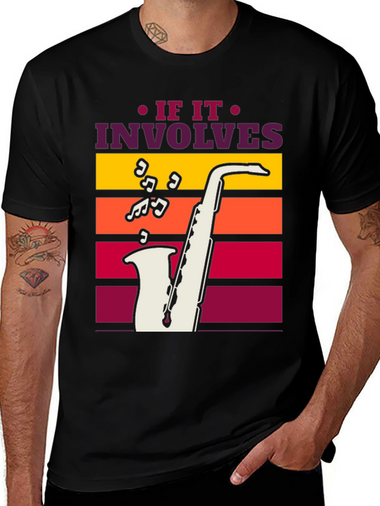 If It Involves Saxophone Black Graphic Tee