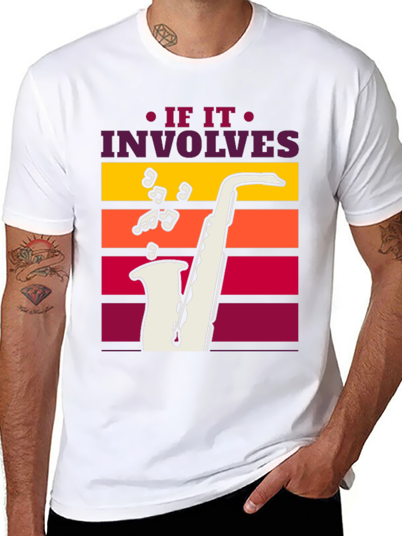 If It Involves Saxophone Black Graphic Tee