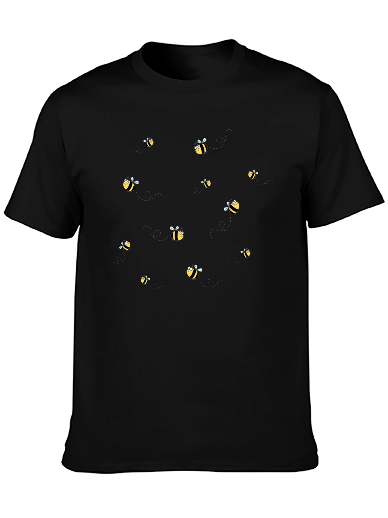 Black Bee Pattern Tee - Stylish Comfort