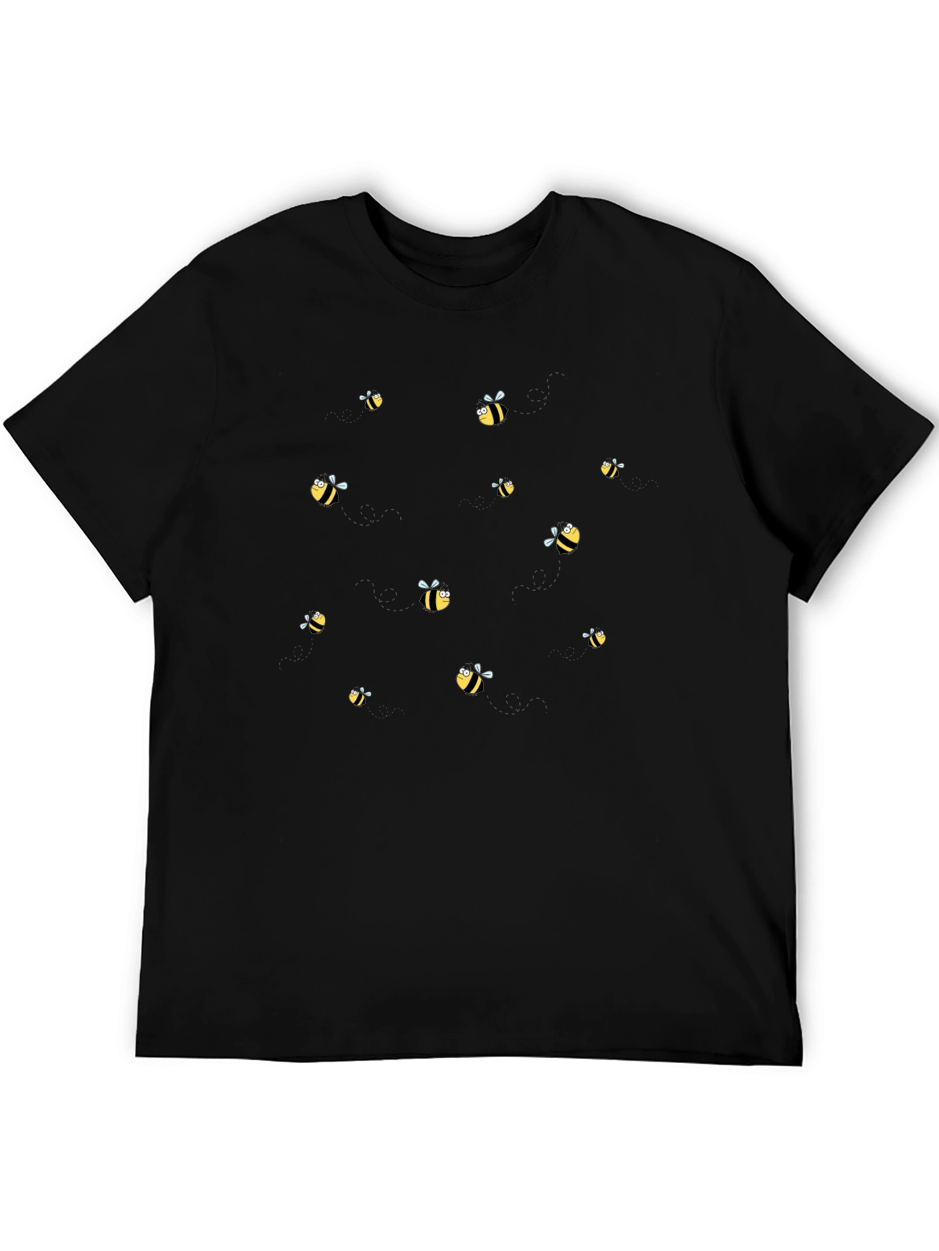 Black Bee Pattern Tee - Stylish Comfort
