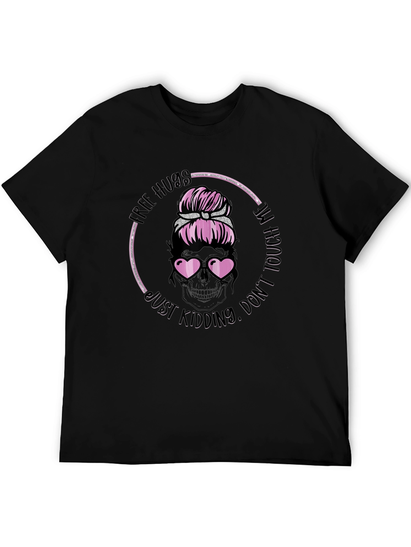 Free Hugs Skull Messy Bun T-Shirt