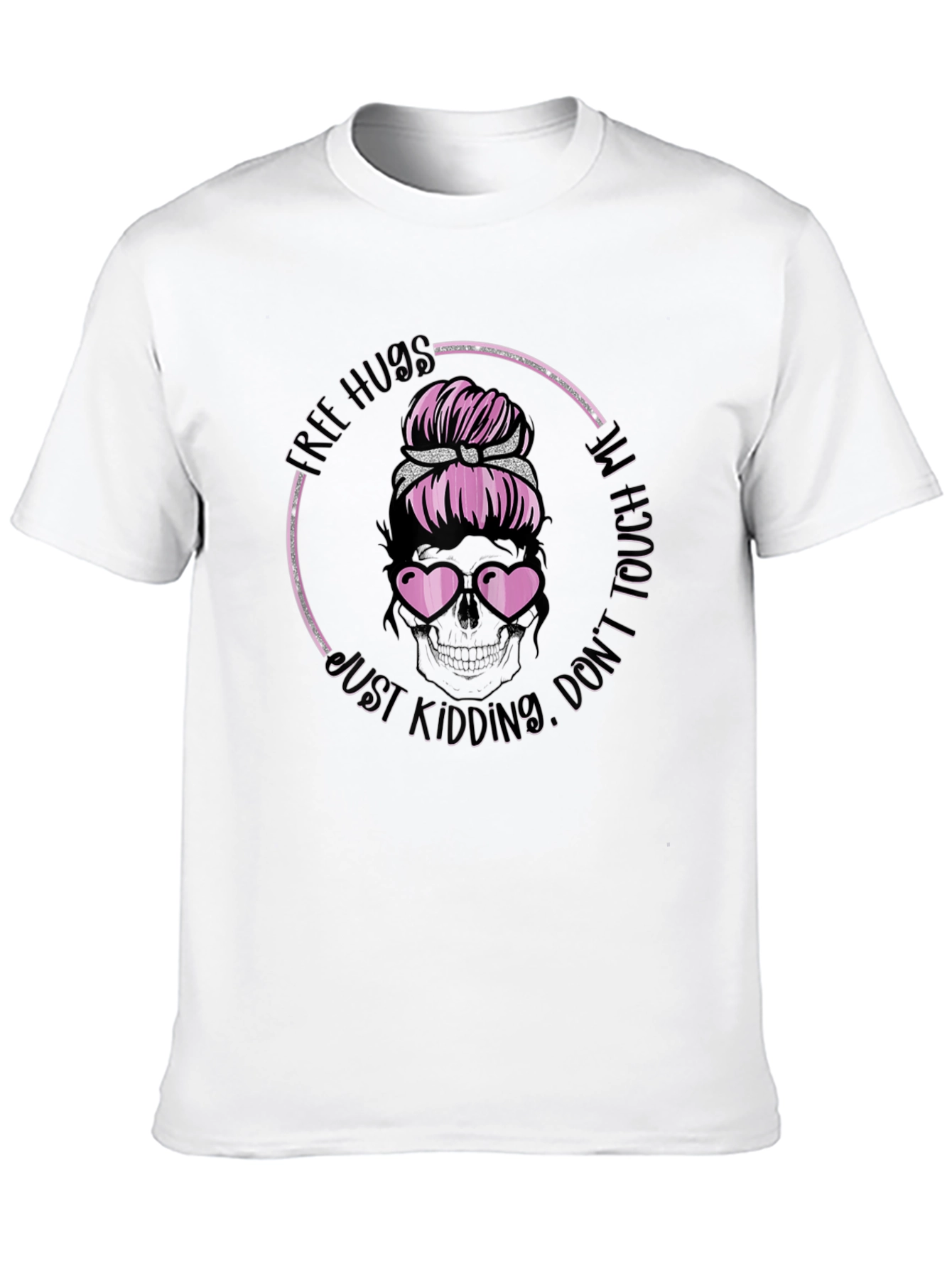 Free Hugs Skull Messy Bun T-Shirt