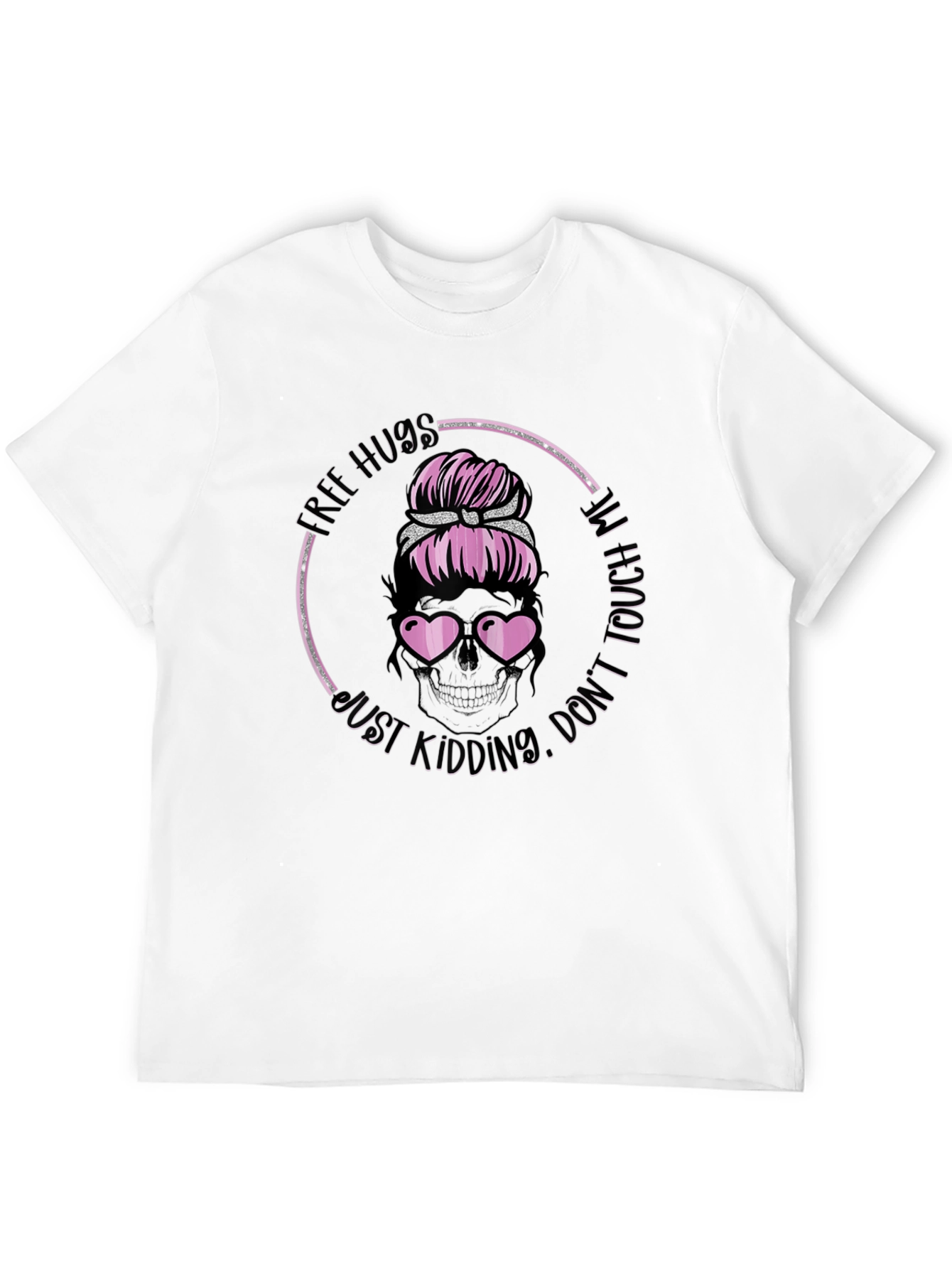 Free Hugs Skull Messy Bun T-Shirt