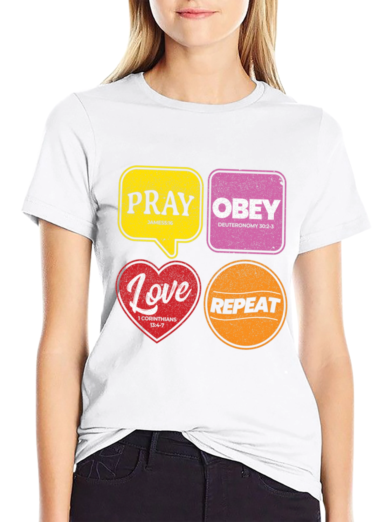 Pray Obey Love Repeat Christian T-Shirt
