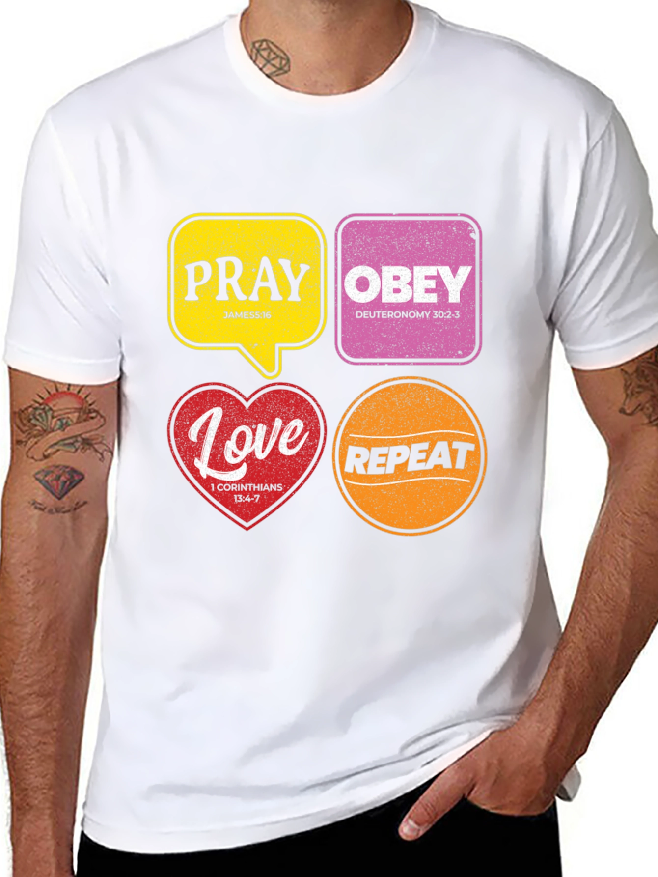 Pray Obey Love Repeat Christian T-Shirt