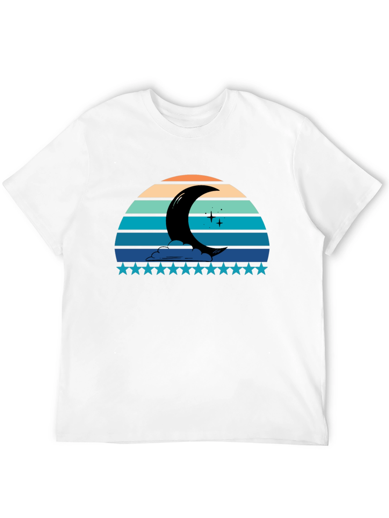 Crescent Moon Retro Style Black T-Shirt