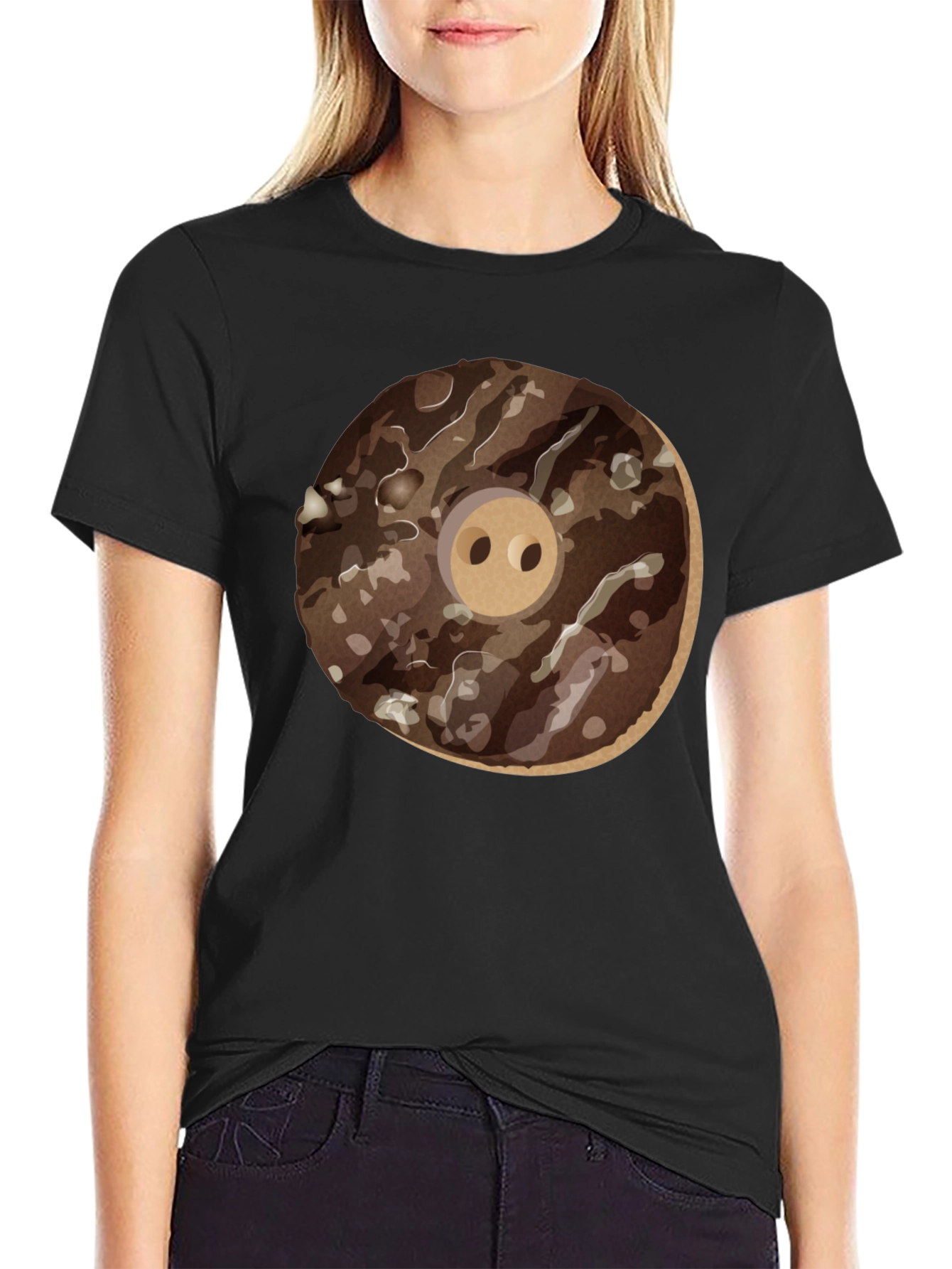 Donut Pig Graphic T-Shirt - Casual Wear