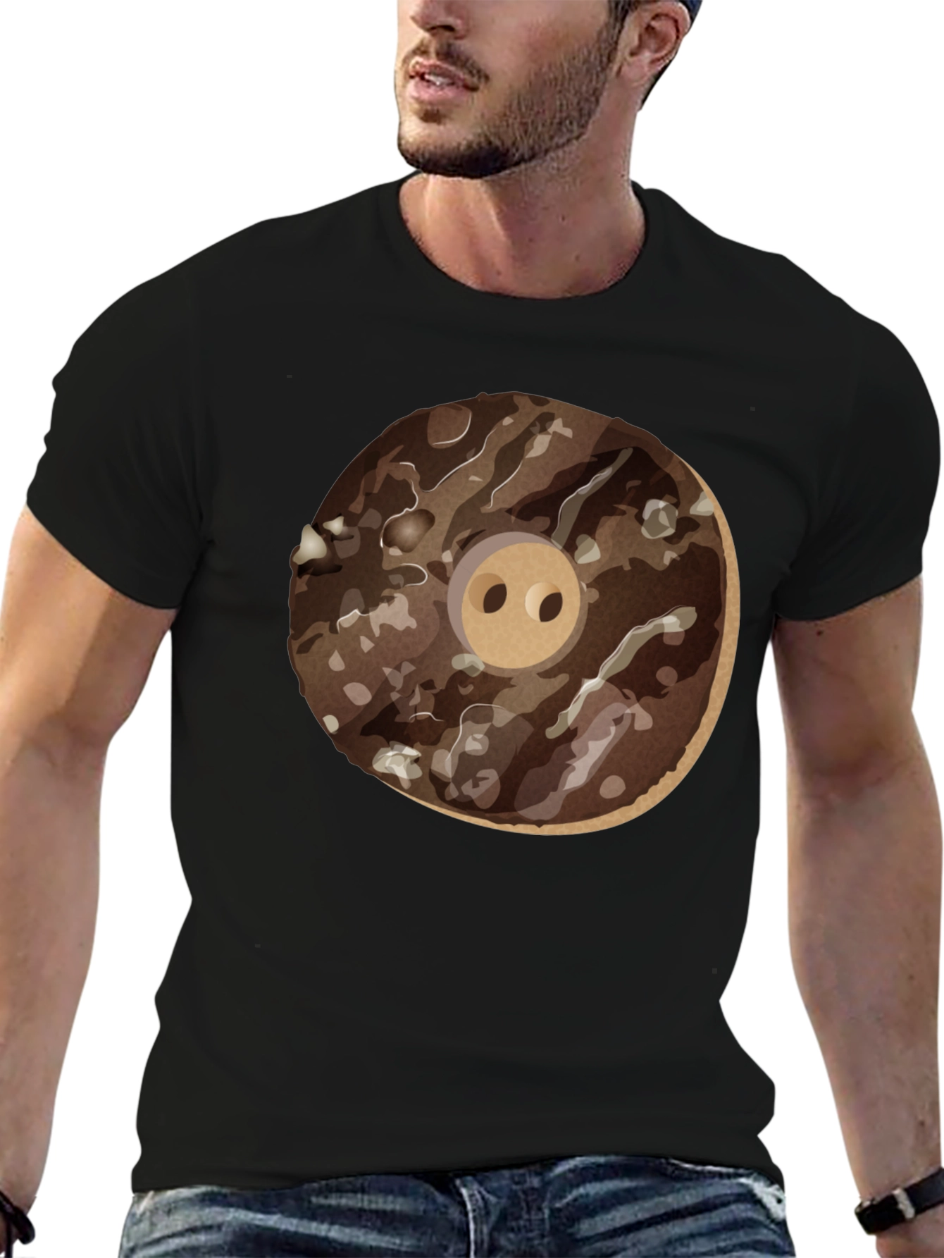 Donut Pig Graphic T-Shirt - Casual Wear
