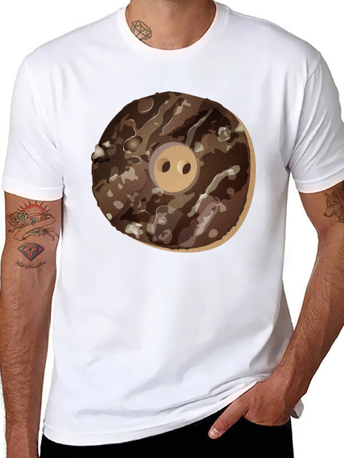 Donut Pig Graphic T-Shirt - Casual Wear