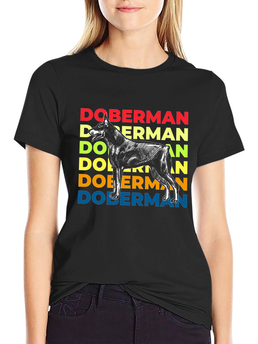 Doberman Dog Breed Colorful Graphic Tee