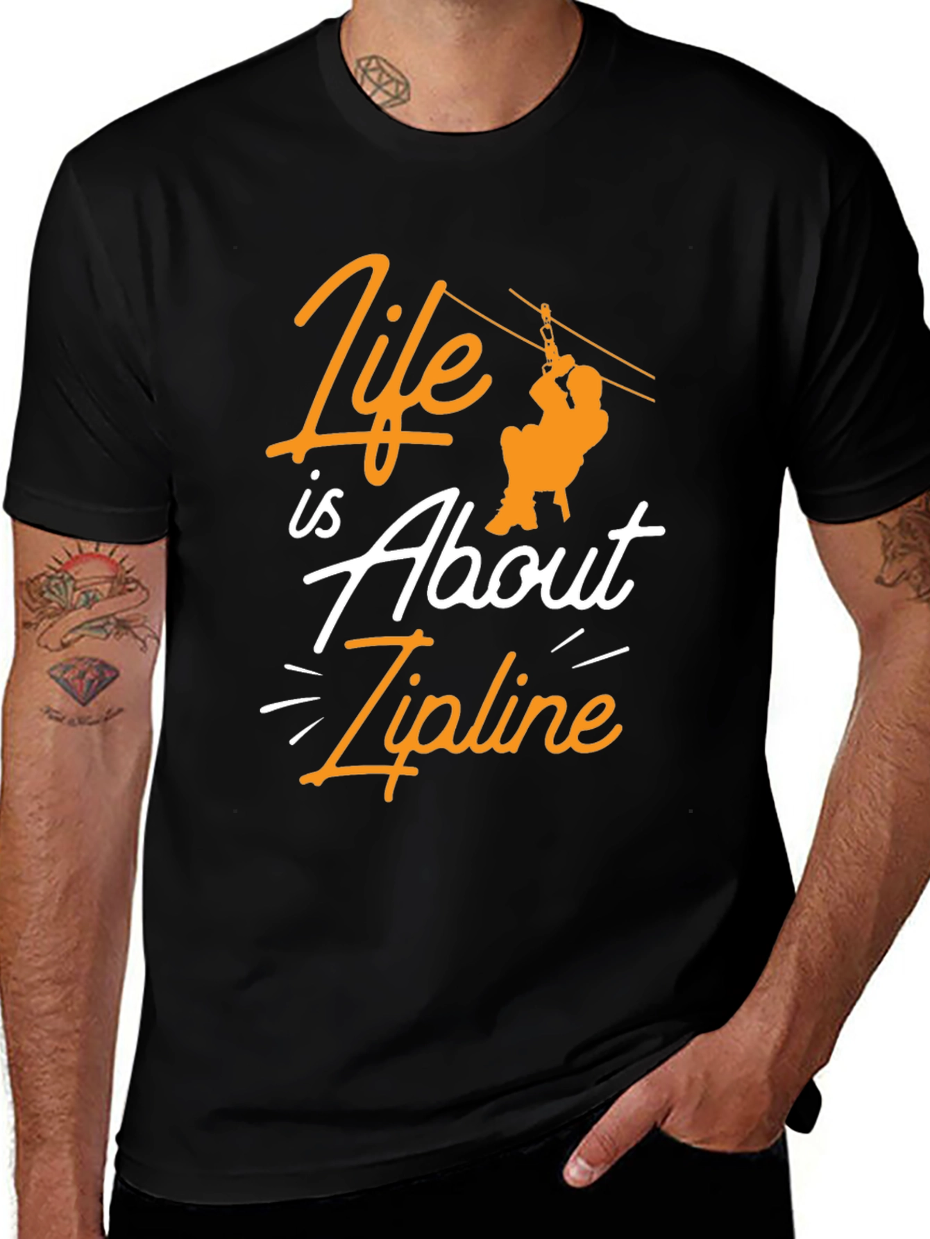 Zipline Adventure Black Graphic Tee