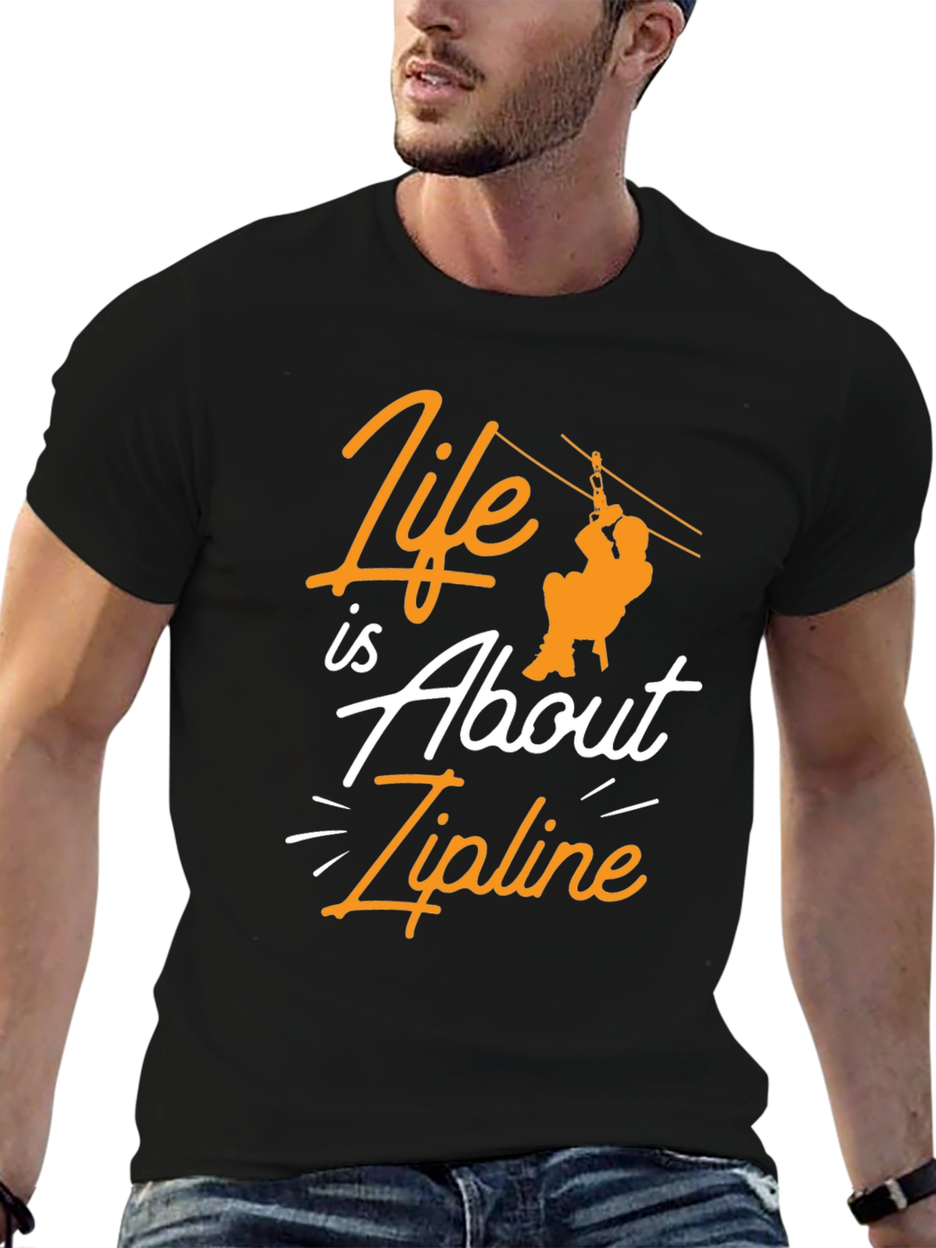 Zipline Adventure Black Graphic Tee