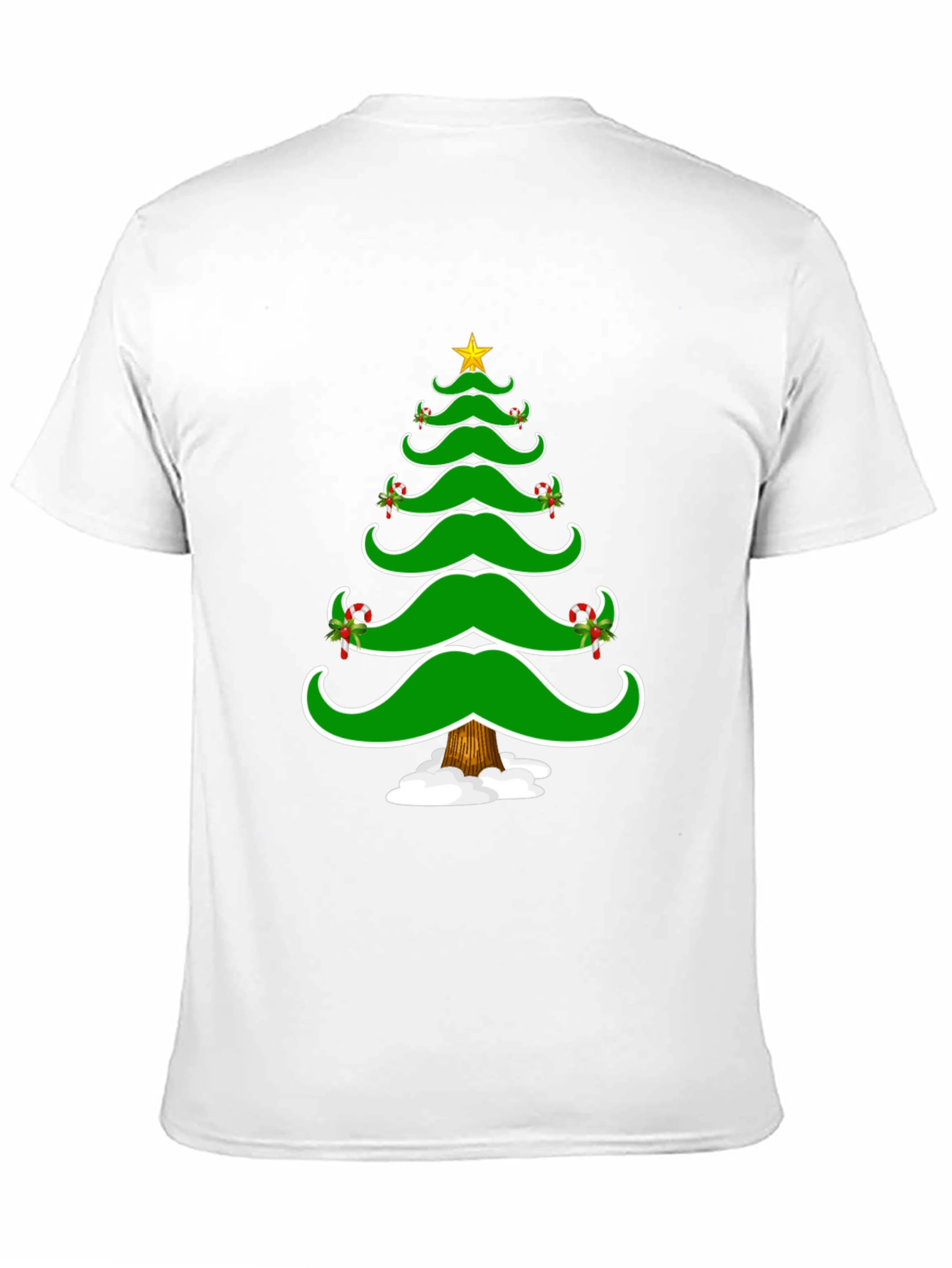 Christmas Tree Mustache Graphic Tee - Holiday Fun