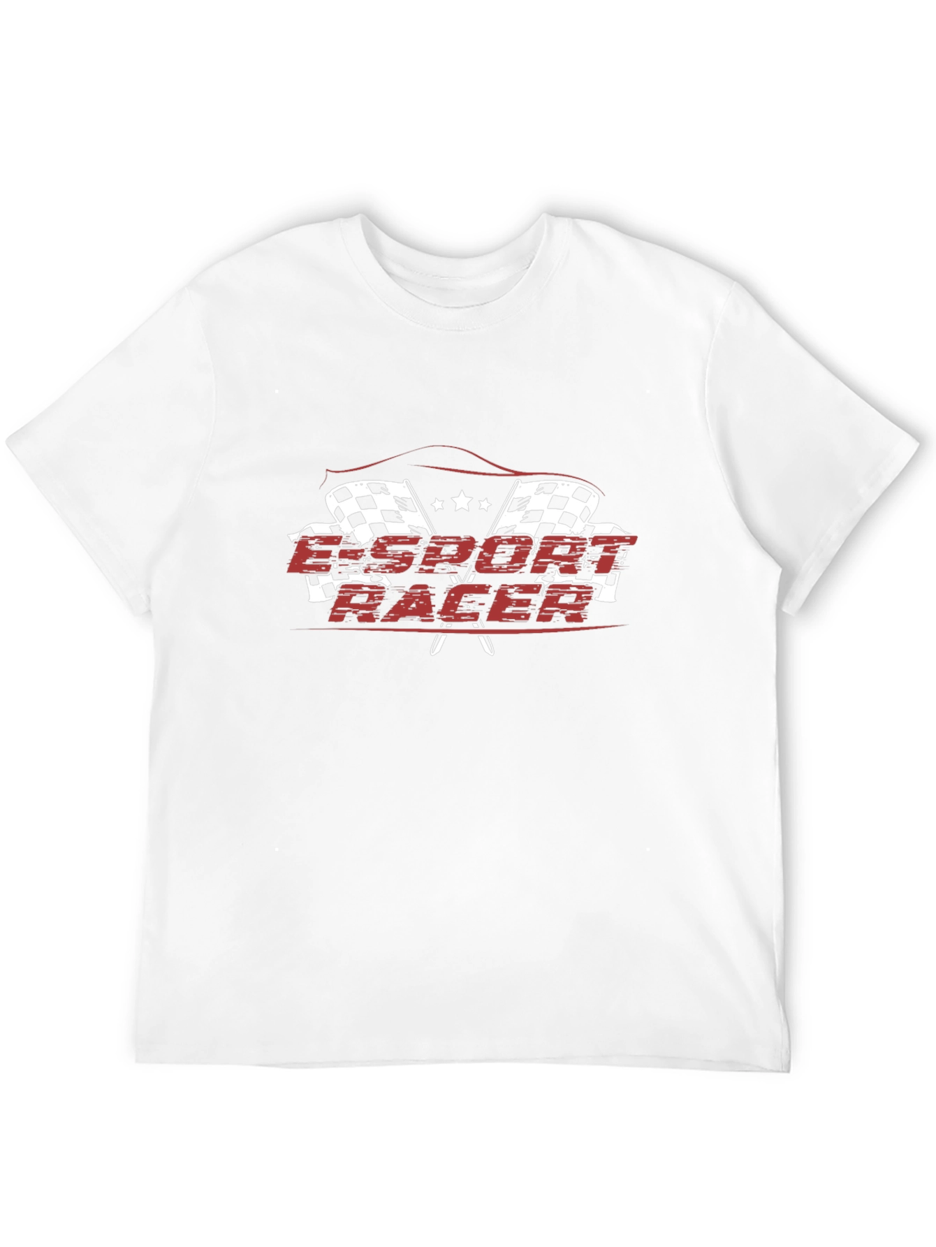 Esport Racer Black T-Shirt with Checkered Flag Design
