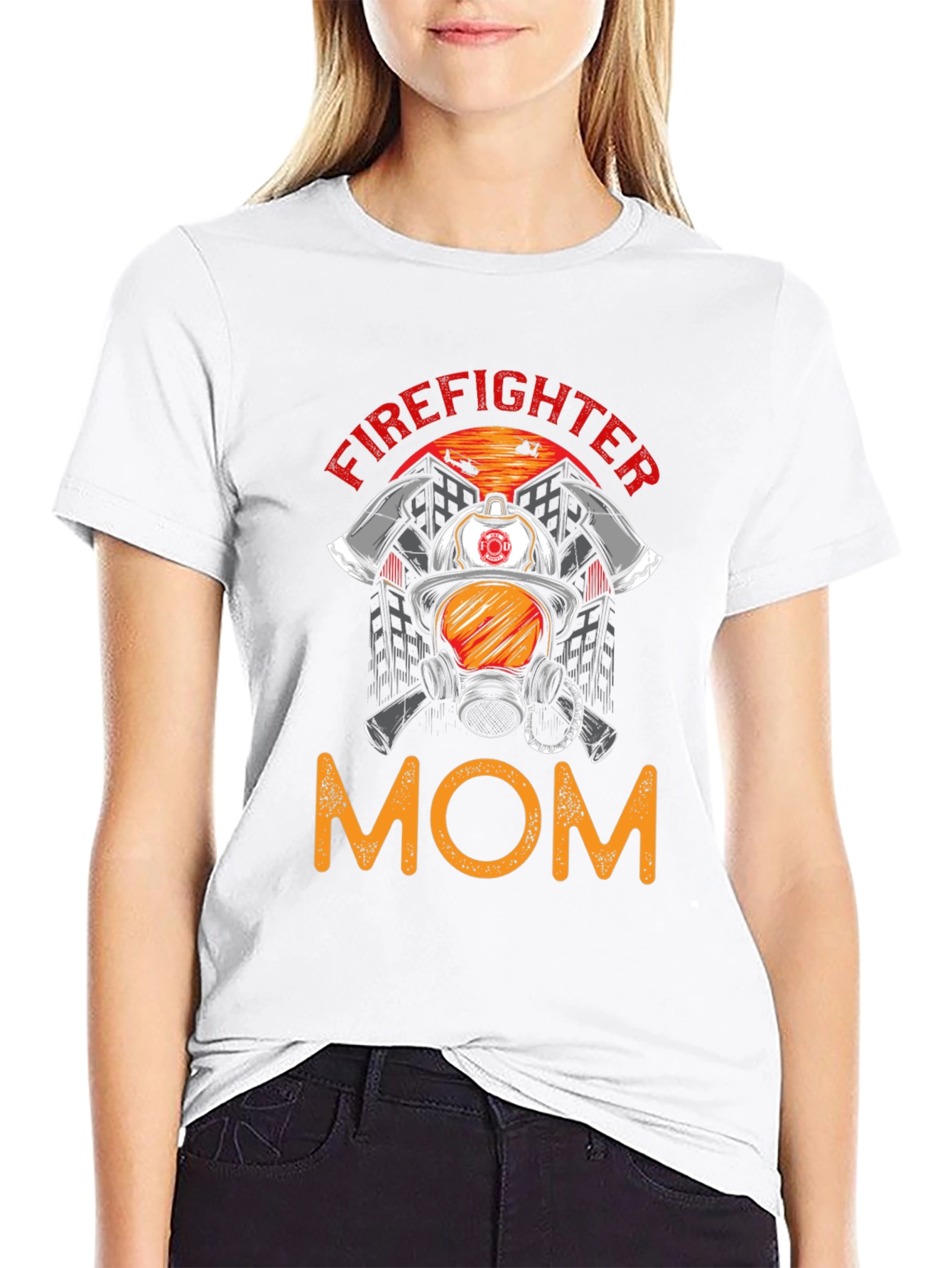 Firefighter Mom Graphic T-Shirt - Support Our Heroes