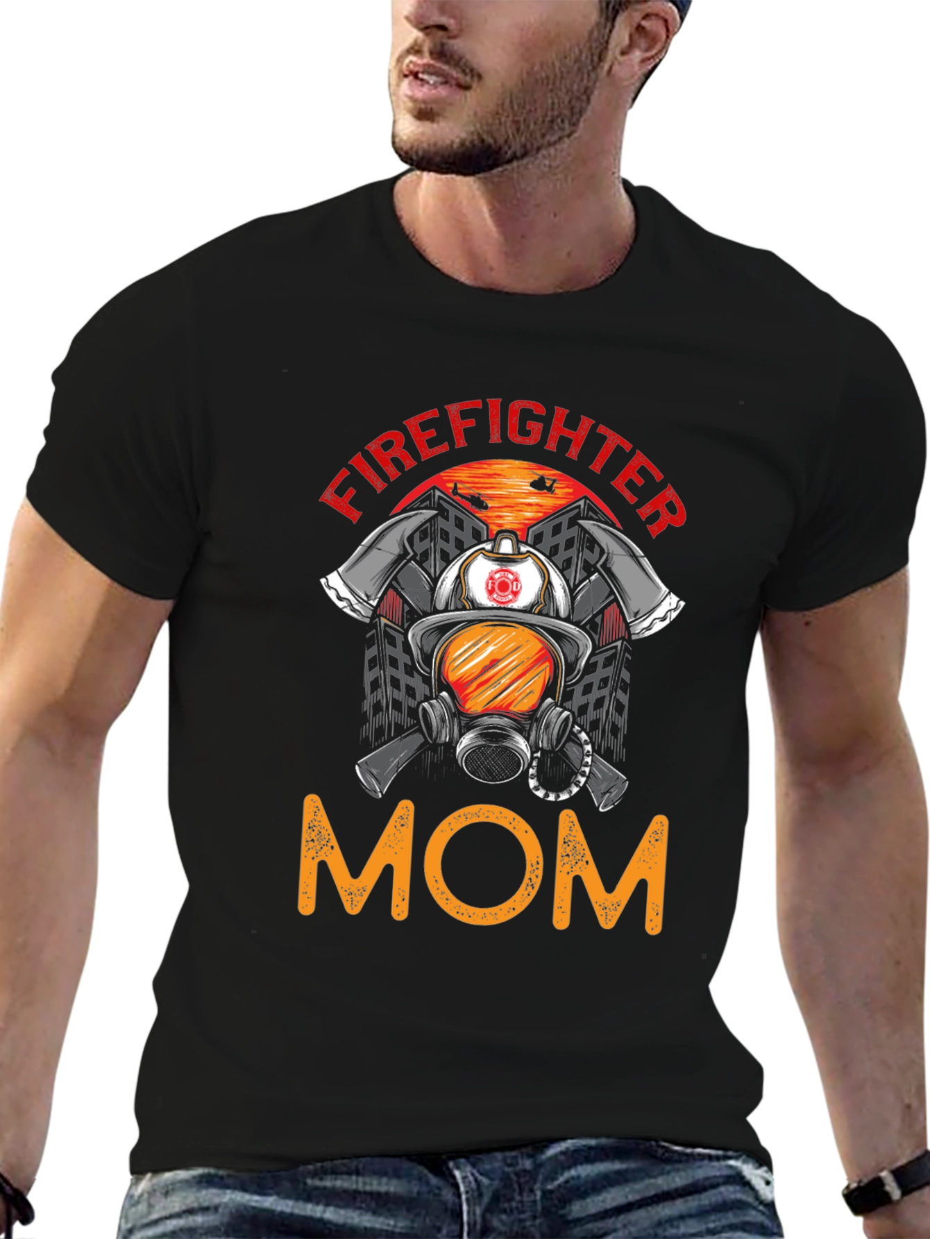 Firefighter Mom Graphic T-Shirt - Support Our Heroes