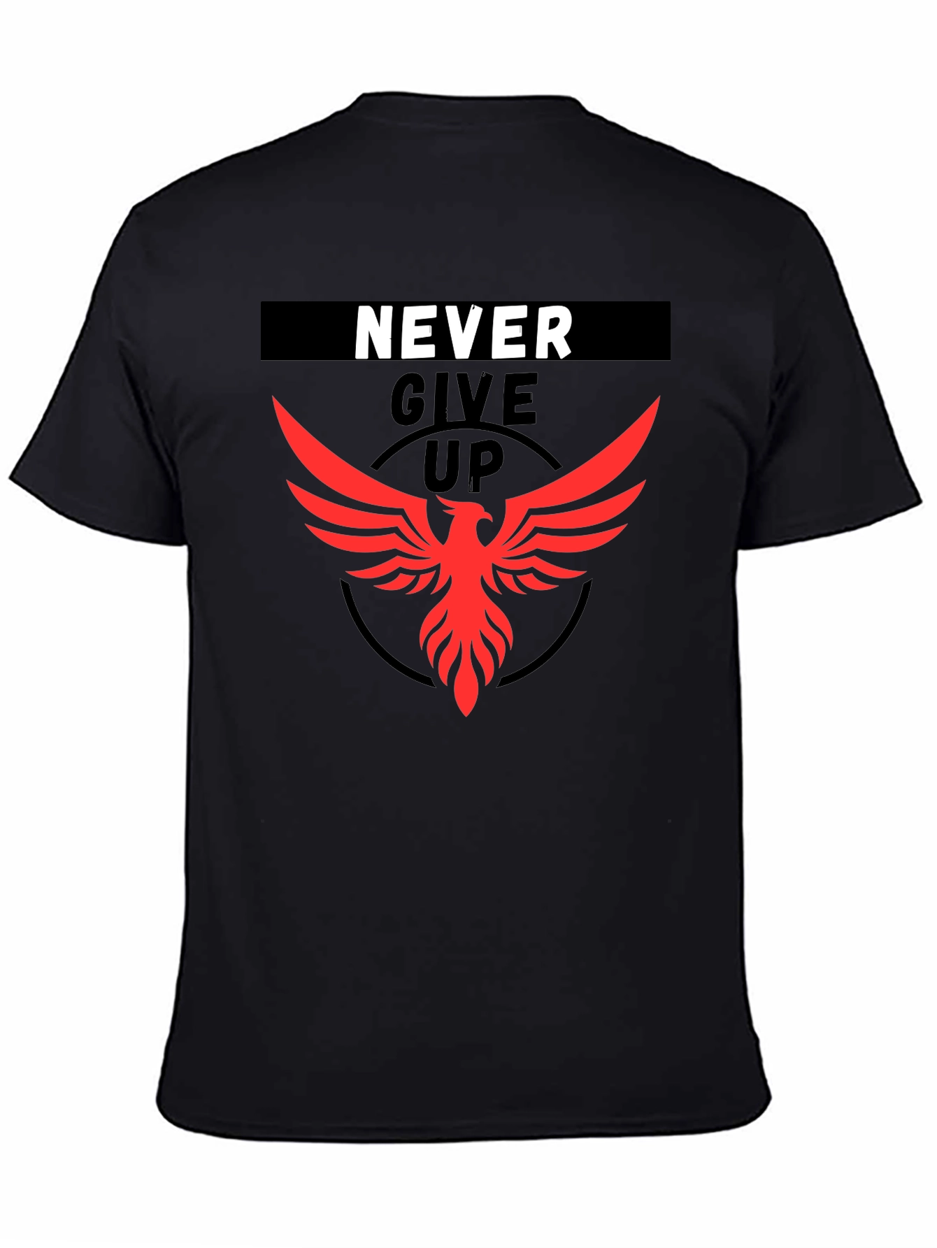 Never Give Up Phoenix Graphic Tee - Black