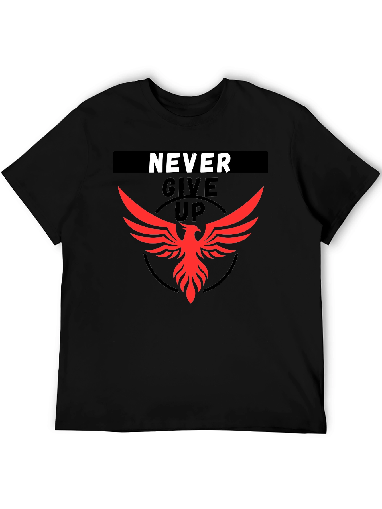 Never Give Up Phoenix Graphic Tee - Black