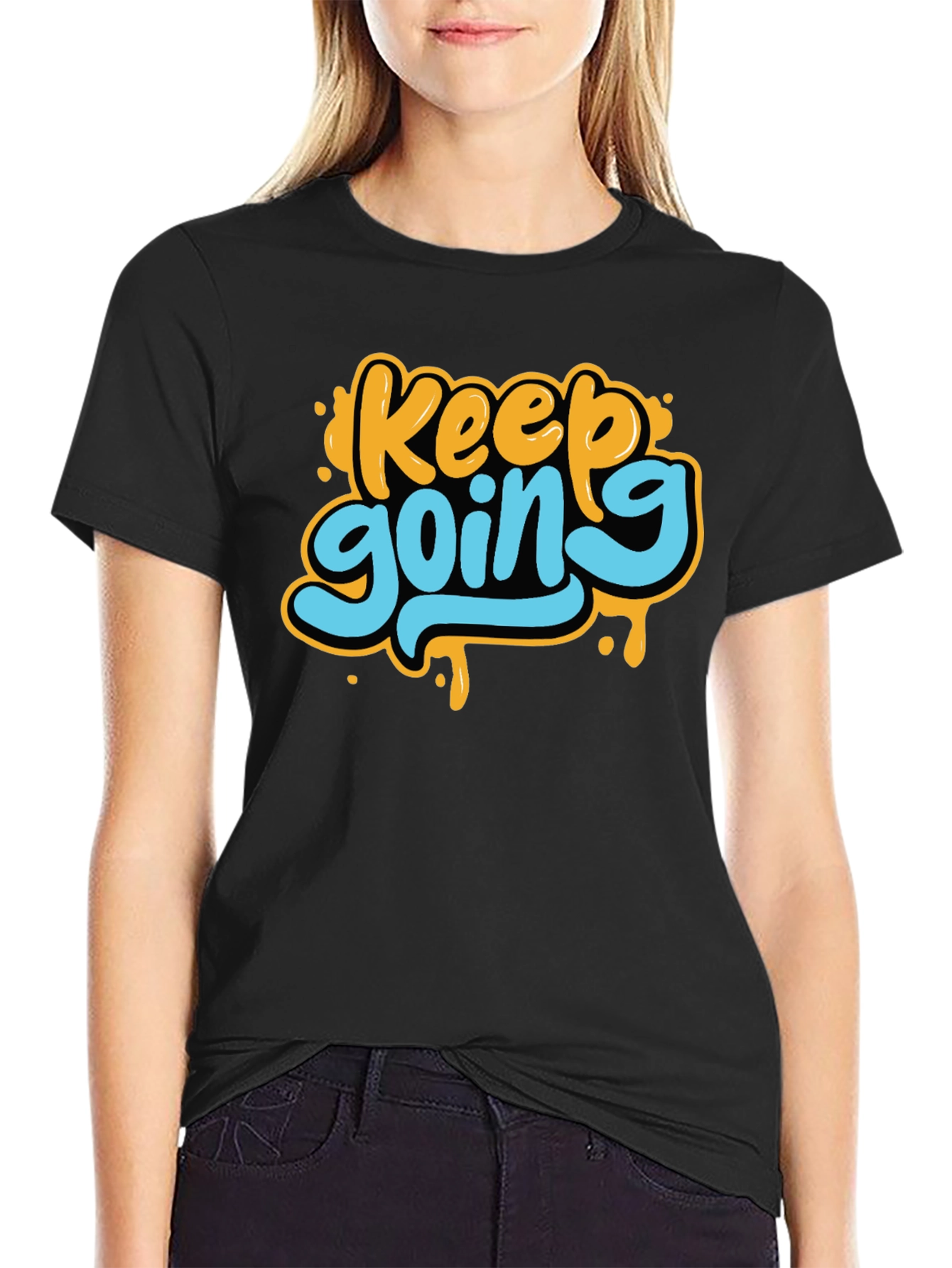 Keep Going Black Graphic T-Shirt
