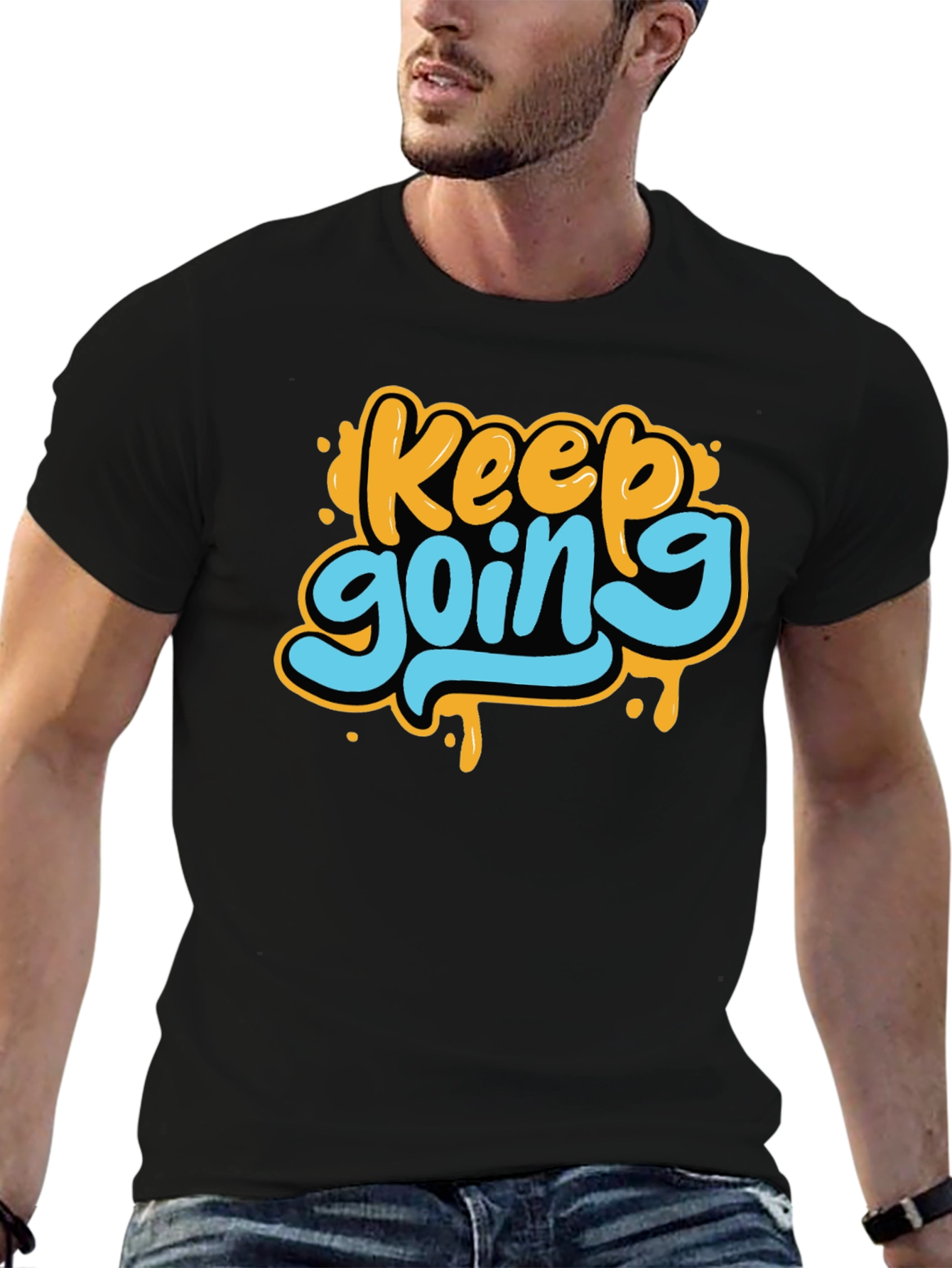 Keep Going Black Graphic T-Shirt