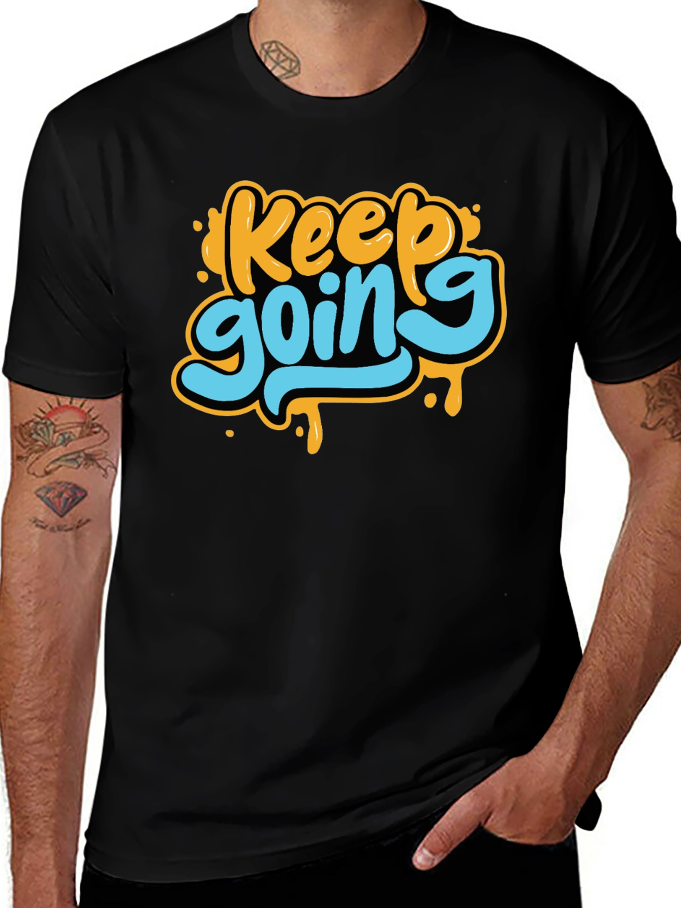 Keep Going Black Graphic T-Shirt