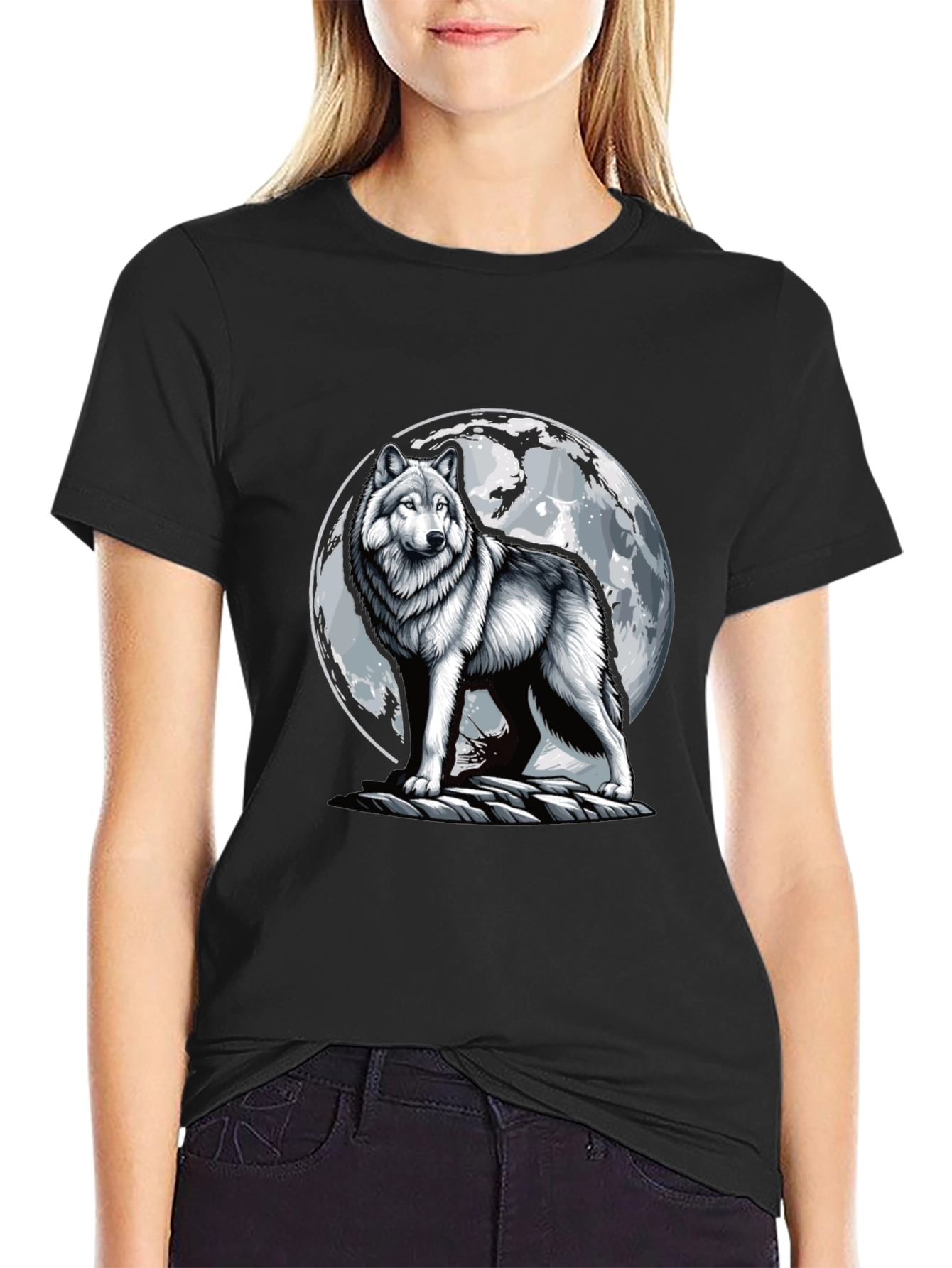 Wolf Moon T-Shirt - Black Cotton Tee