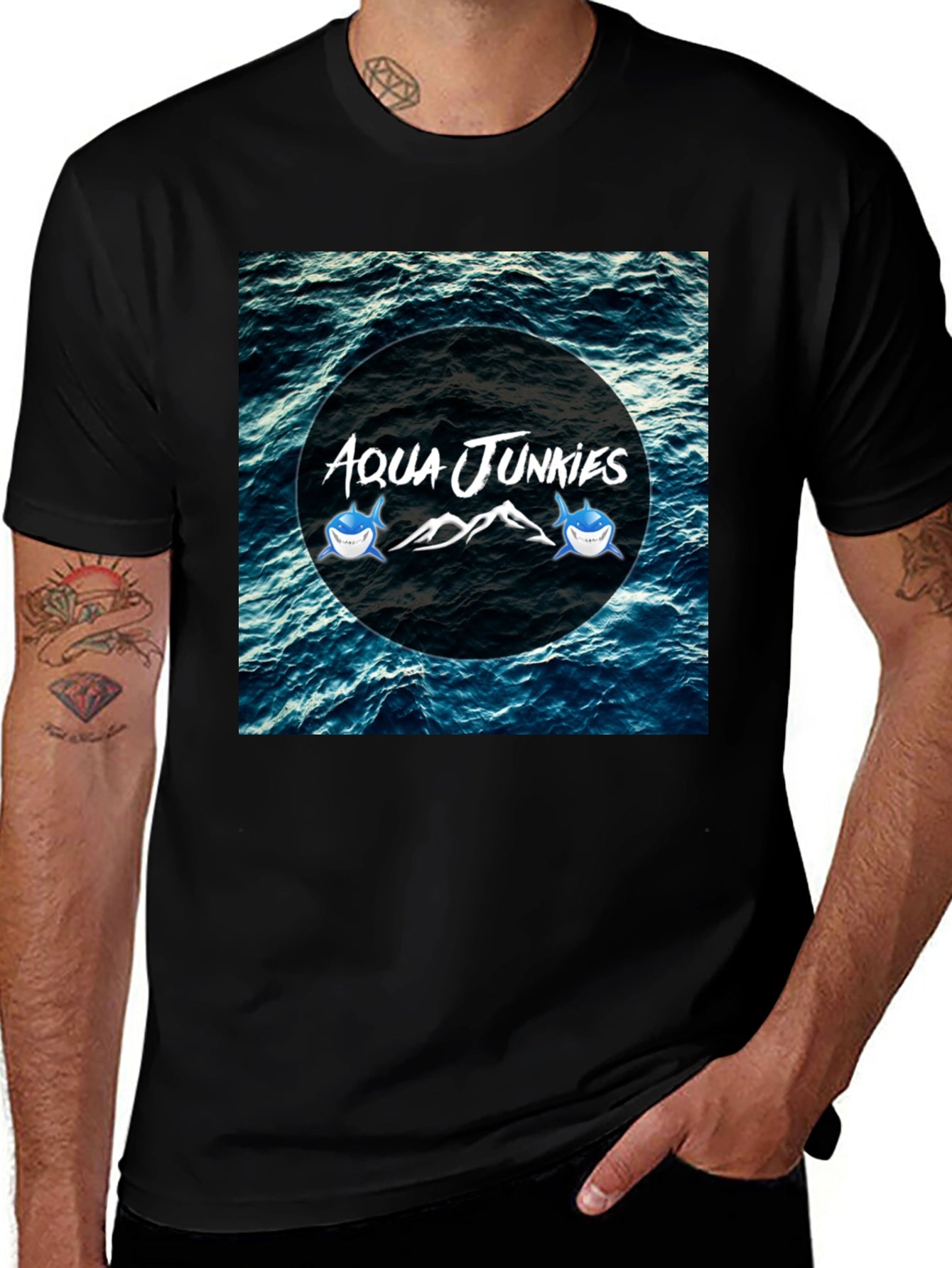 Aqua Junkies Graphic T-Shirt - Black
