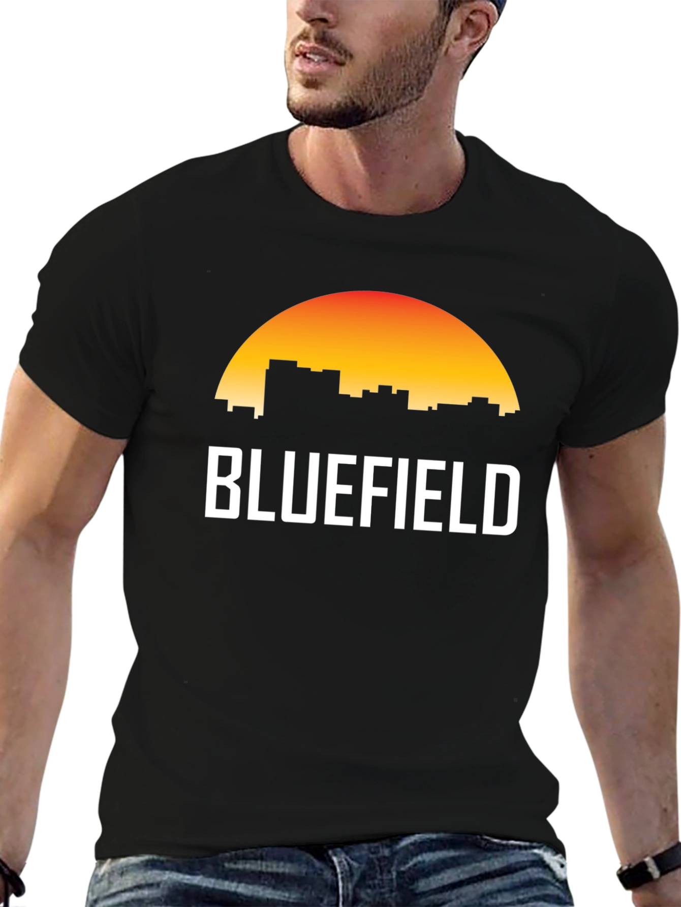 Bluefield Skyline Graphic T-Shirt - Sunset Design