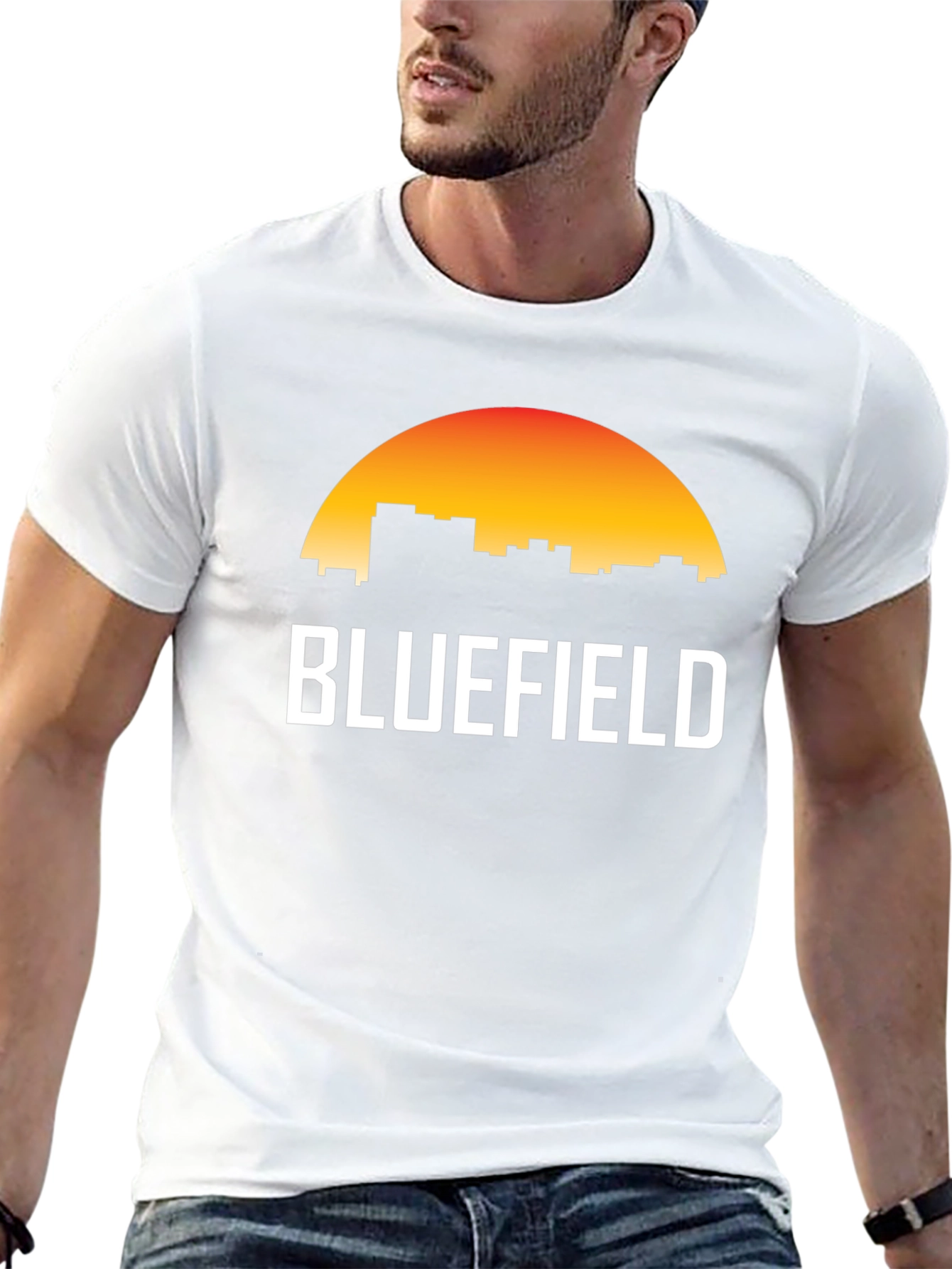 Bluefield Skyline Graphic T-Shirt - Sunset Design