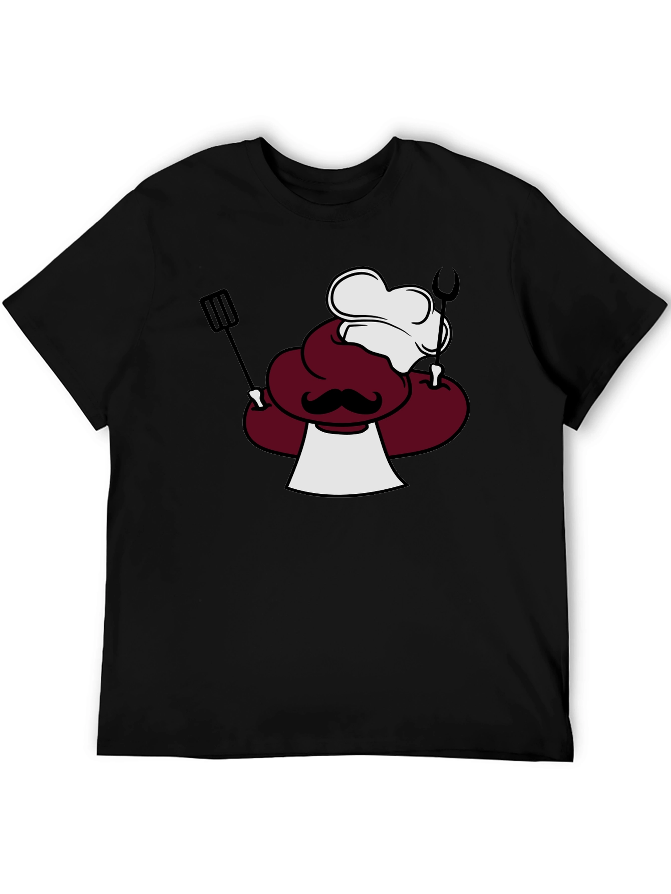 Chef Cartoon Graphic Black T-Shirt