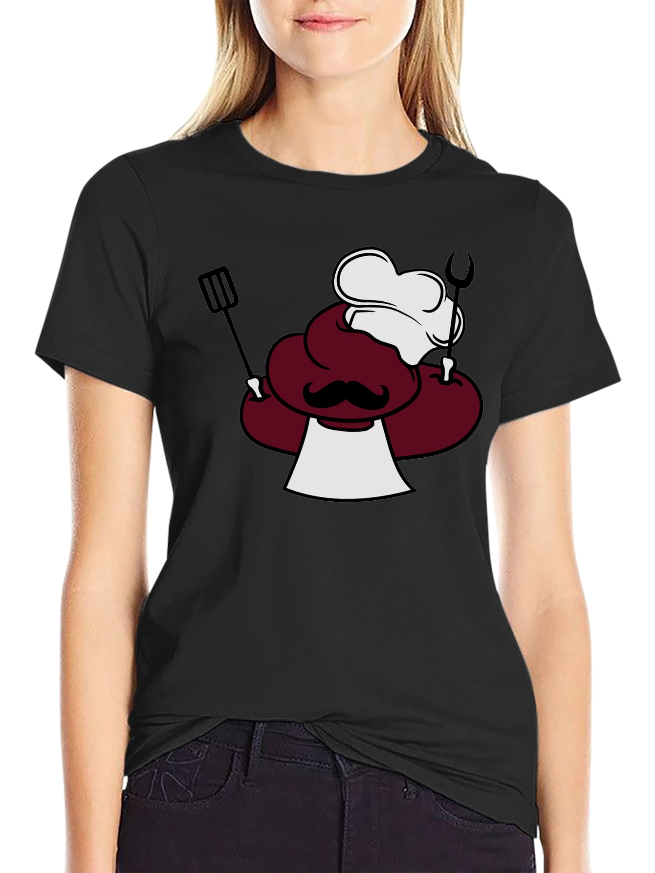 Chef Cartoon Graphic Black T-Shirt